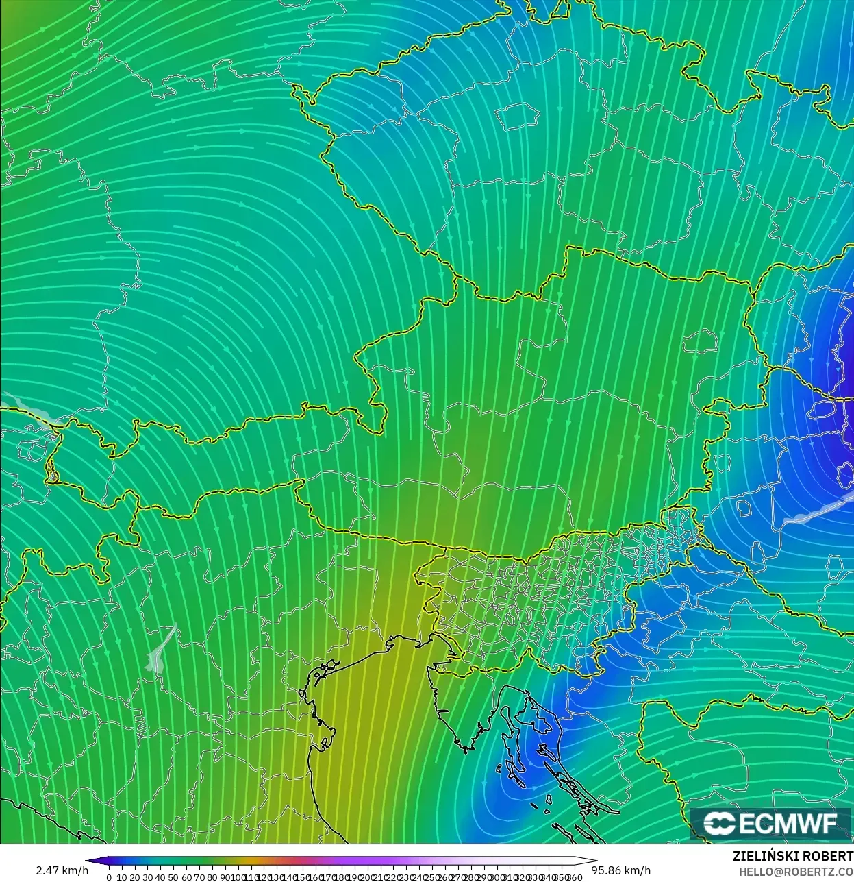 ECMWF IFS 0.25° model - Avusturya, 300 hPa Rüzgârı (jet)