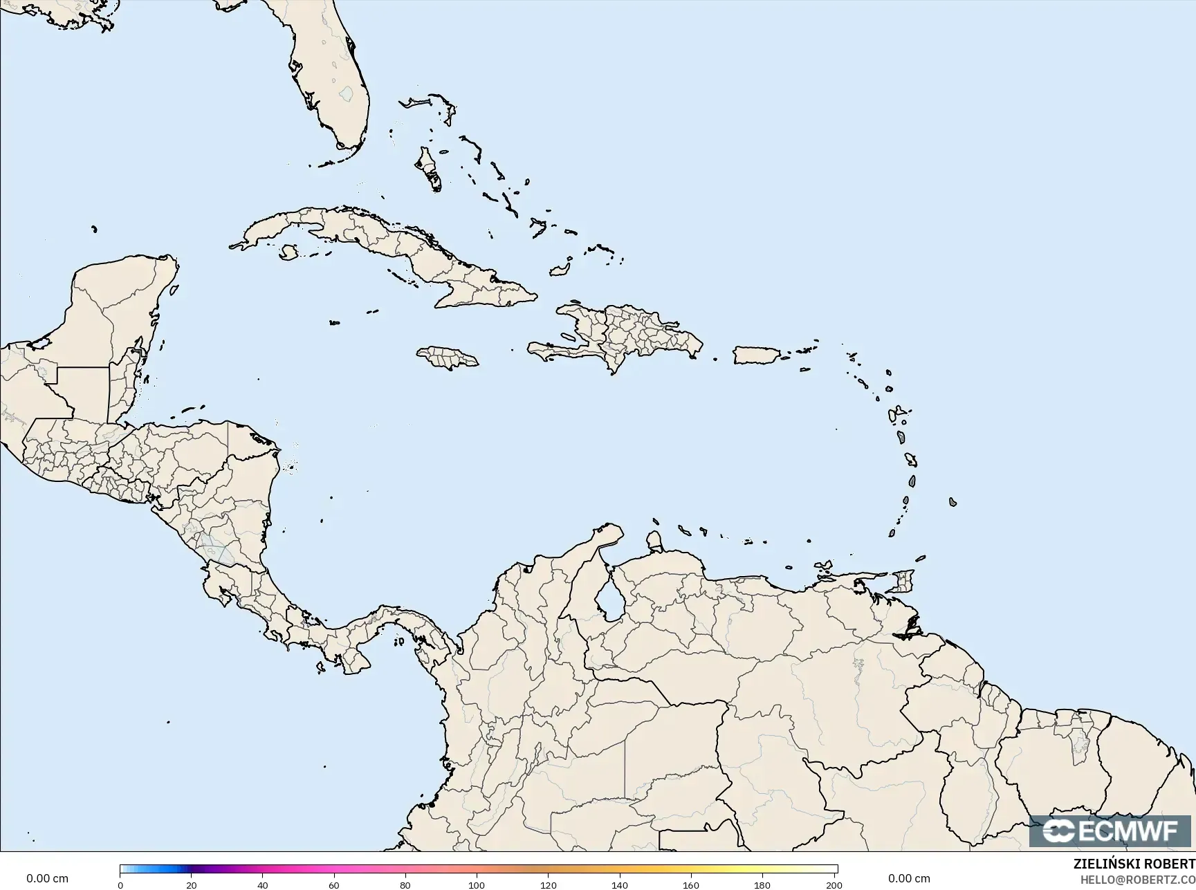 ECMWF IFS 0.25° model - Karayipler, Kar Kalınlığı