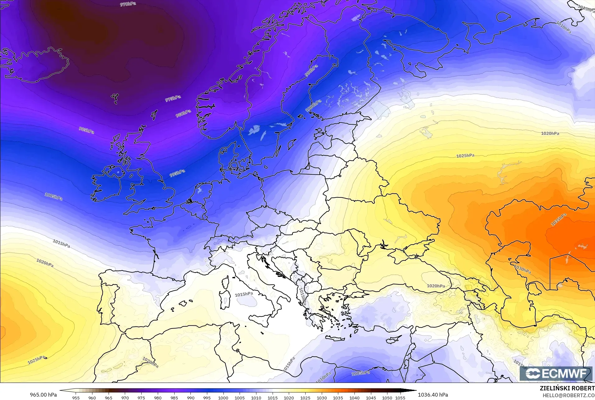 ECMWF IFS 0.25° model - Avrupa, Basınç