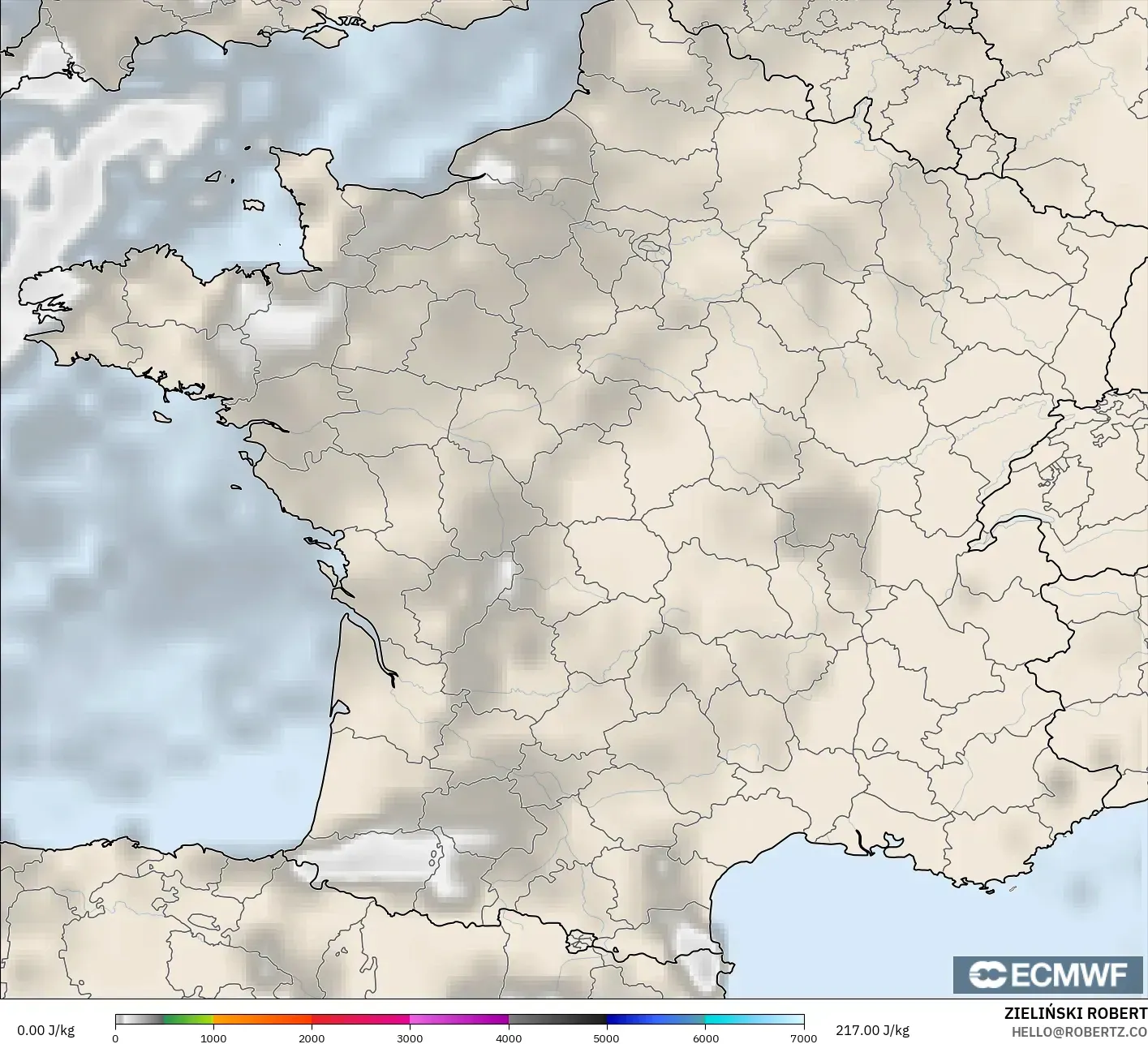ECMWF IFS 0.25° model - Fransa, CAPE