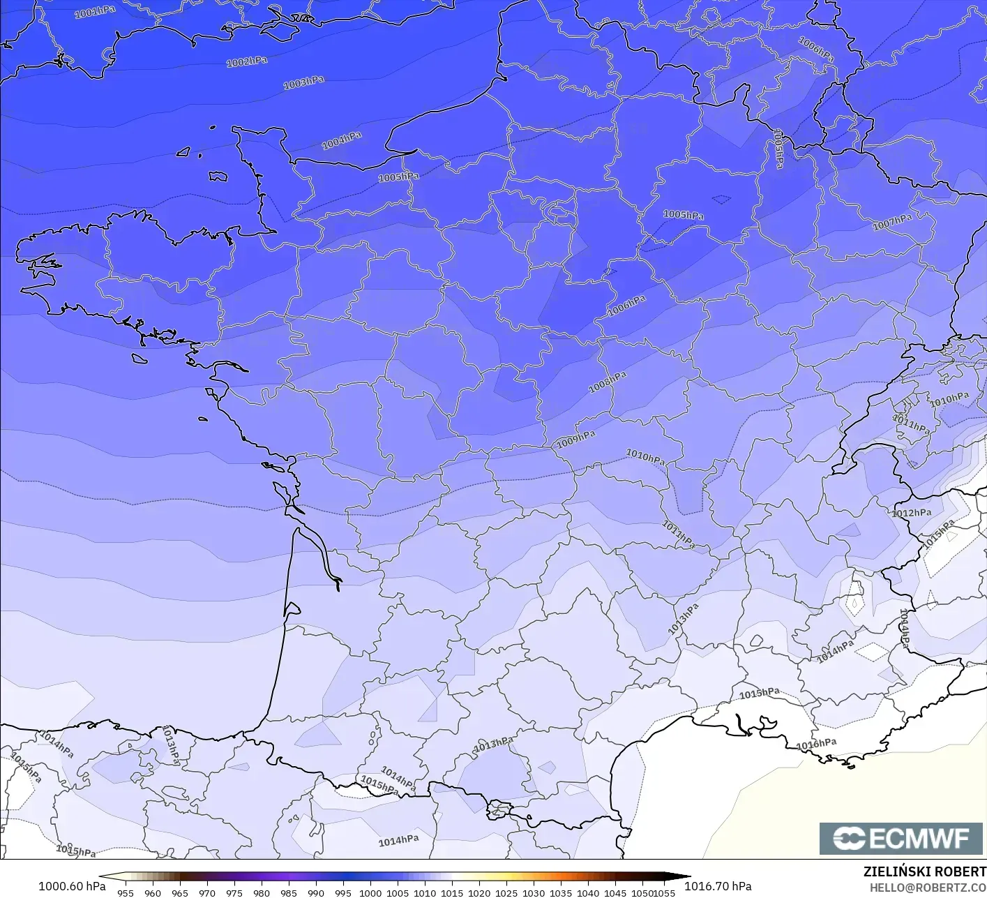 ECMWF IFS 0.25° model - Fransa, Basınç