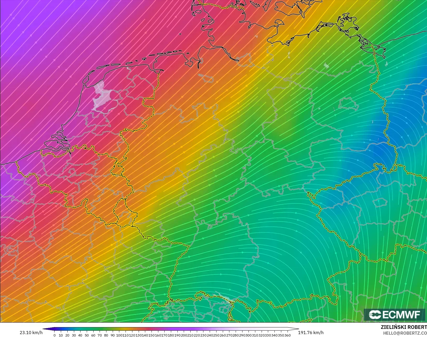 ECMWF IFS 0.25° model - Almanya, 300 hPa Rüzgârı (jet)
