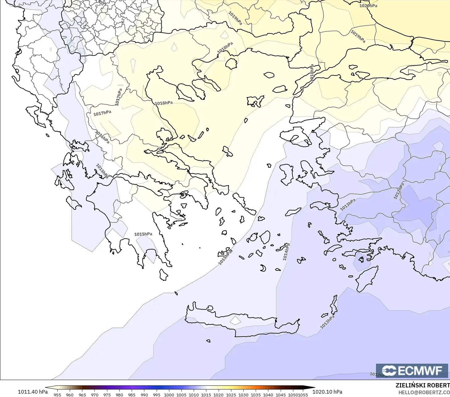 ECMWF IFS 0.25° model - Yunanistan, Basınç
