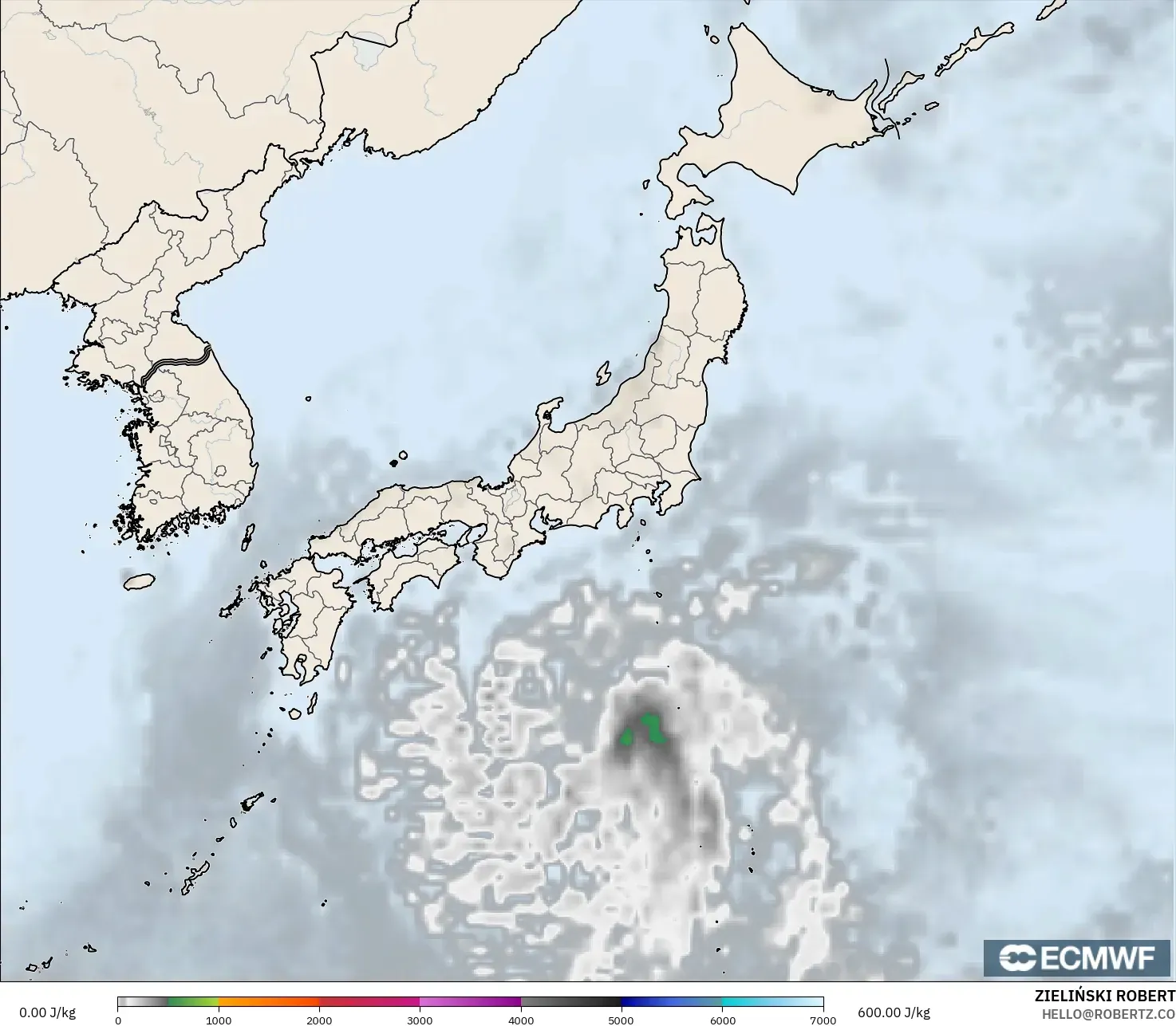 ECMWF IFS 0.25° model - Japonya, CAPE