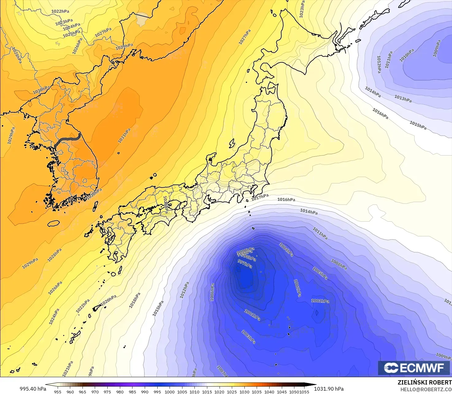 ECMWF IFS 0.25° model - Japonya, Basınç