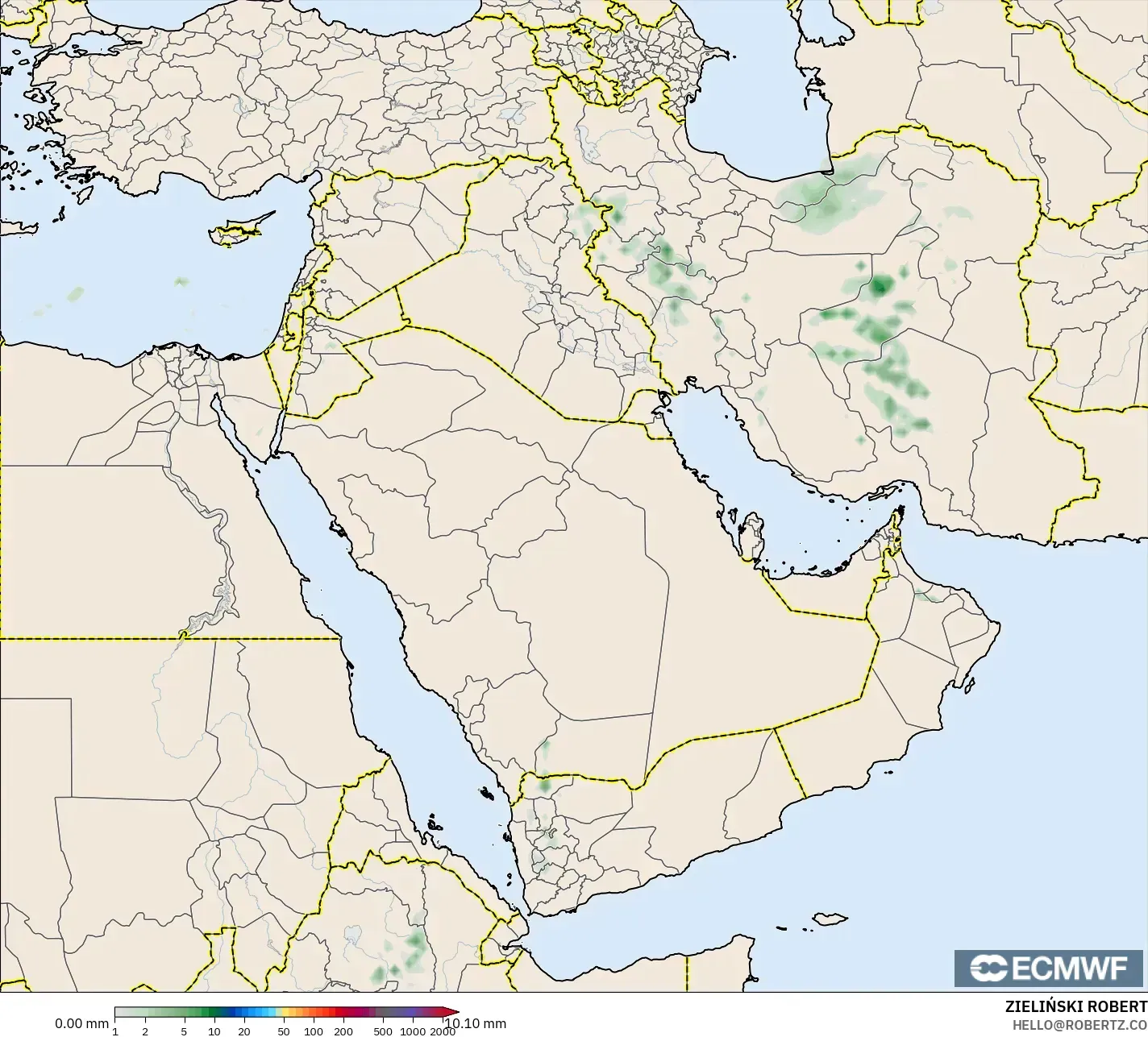 ECMWF IFS 0.25° model - Orta Doğu, Yağış Birikimi