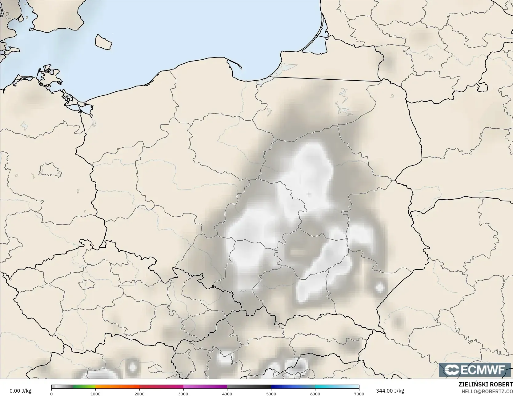 ECMWF IFS 0.25° model - Polonya, CAPE