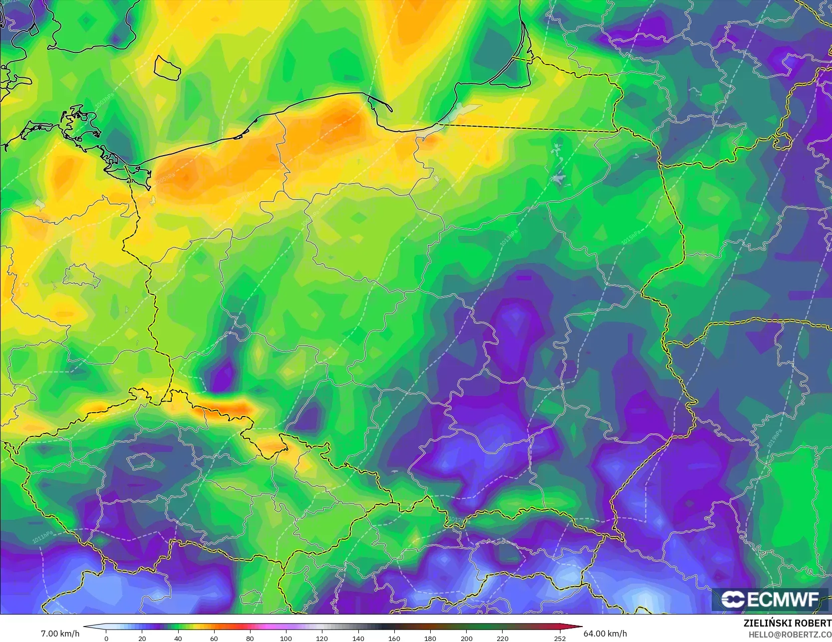 ECMWF IFS 0.25° model - Polonya, Rüzgâr Esintileri