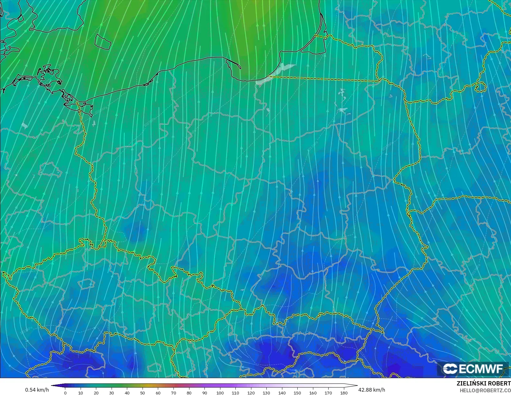 ECMWF IFS 0.25° model - Polonya, 10 m Rüzgâr