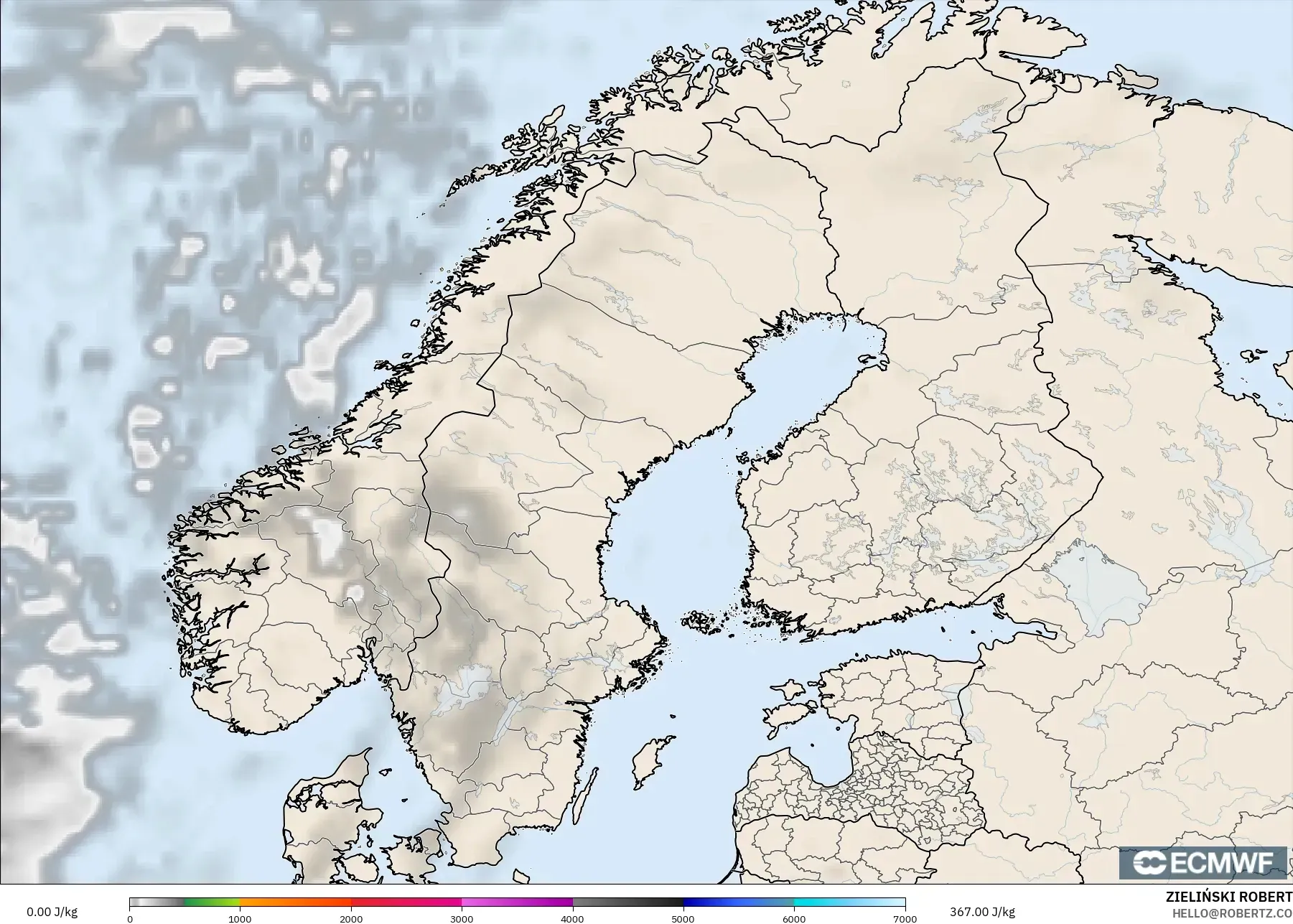 ECMWF IFS 0.25° model - İskandinavya, CAPE