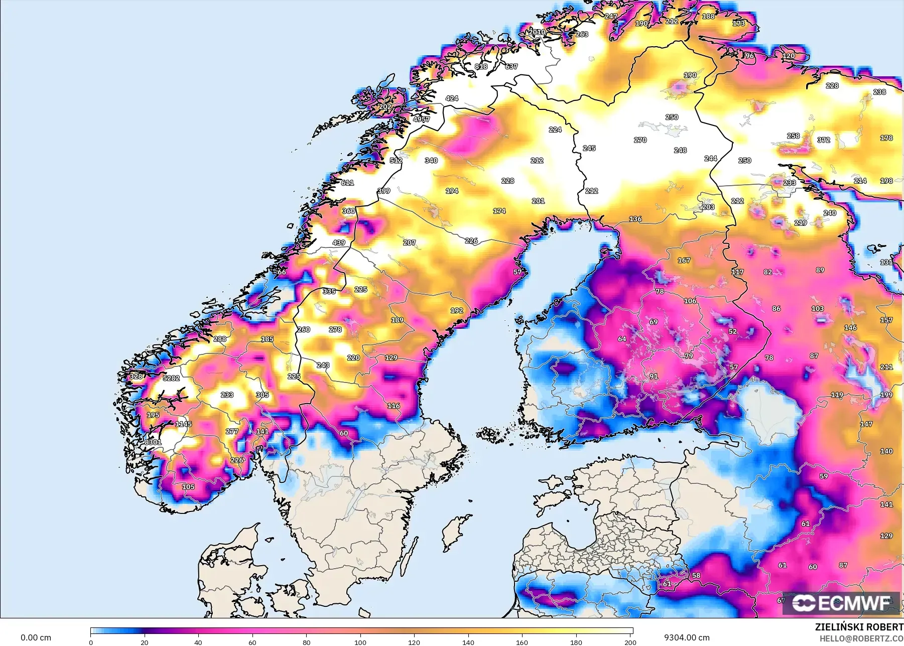 ECMWF IFS 0.25° model - İskandinavya, Kar Kalınlığı