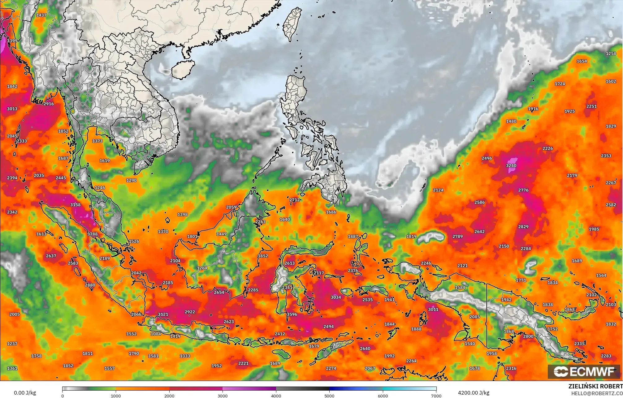 ECMWF IFS 0.25° model - Güneydoğu Asya, CAPE