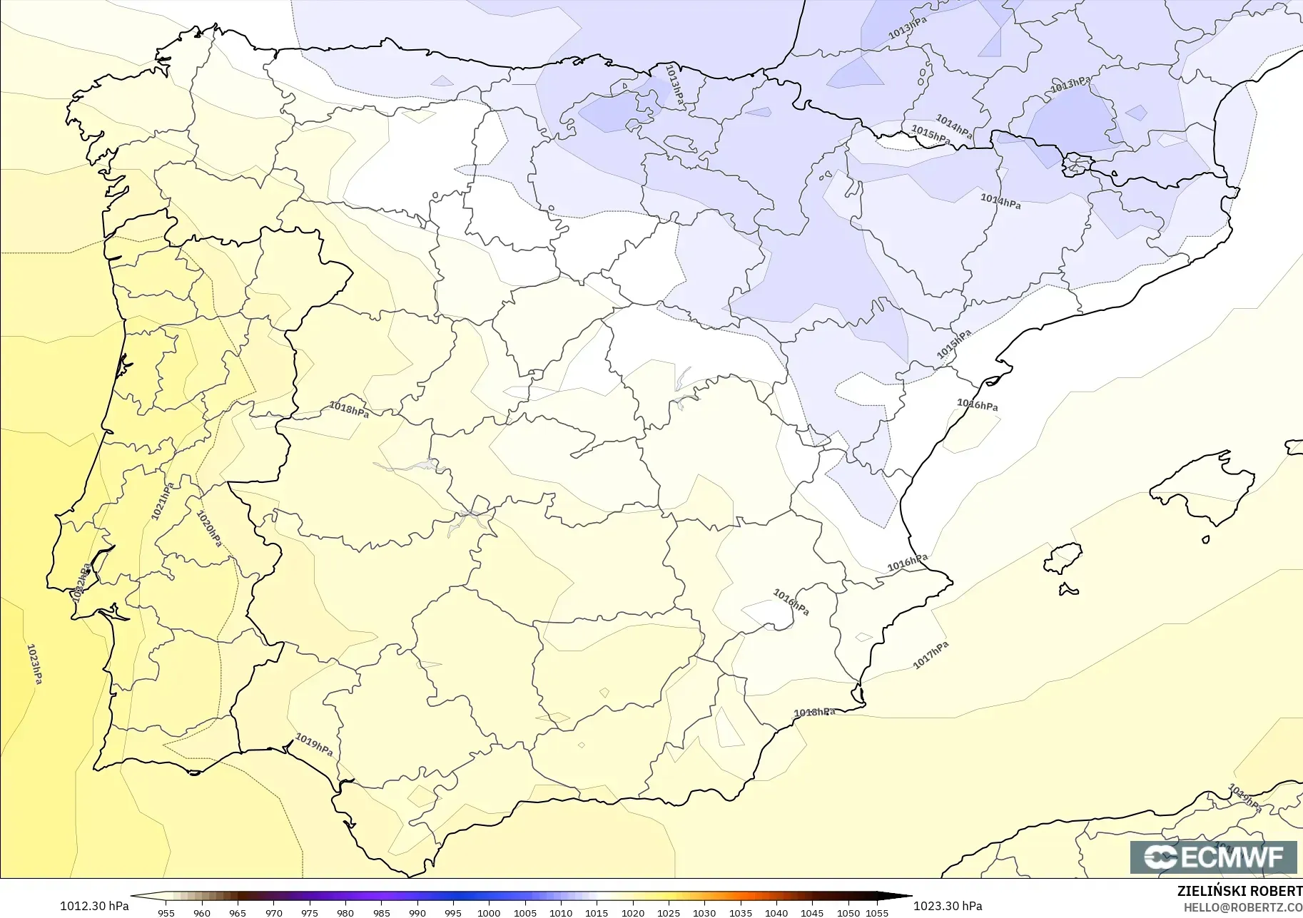 ECMWF IFS 0.25° model - İspanya, Basınç