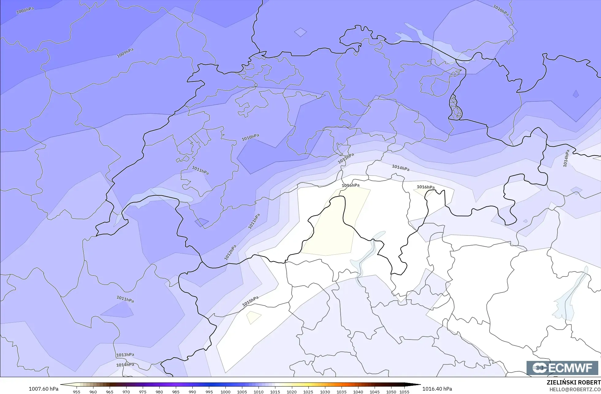 ECMWF IFS 0.25° model - İsviçre, Basınç