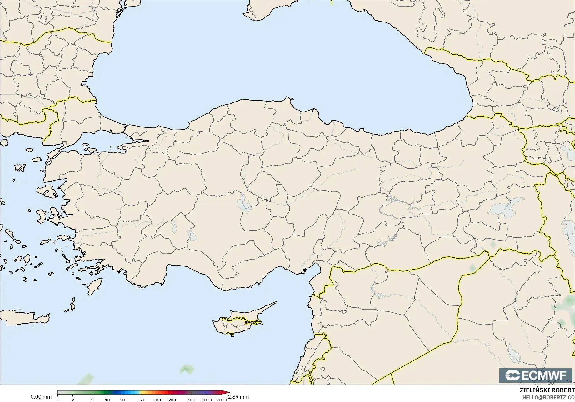 ECMWF IFS 0.25° model - Türkiye, Yağış Birikimi