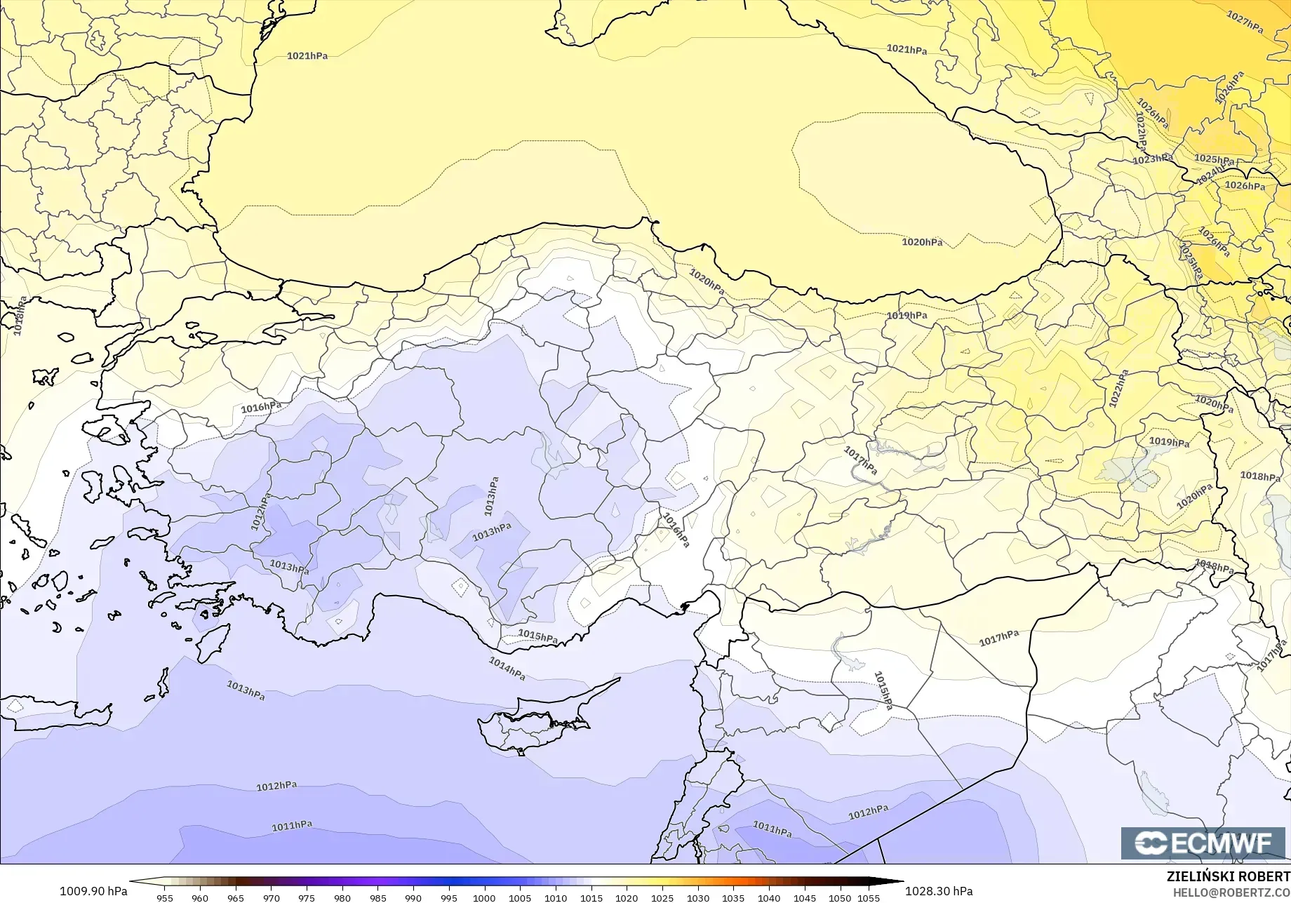 ECMWF IFS 0.25° model - Türkiye, Basınç