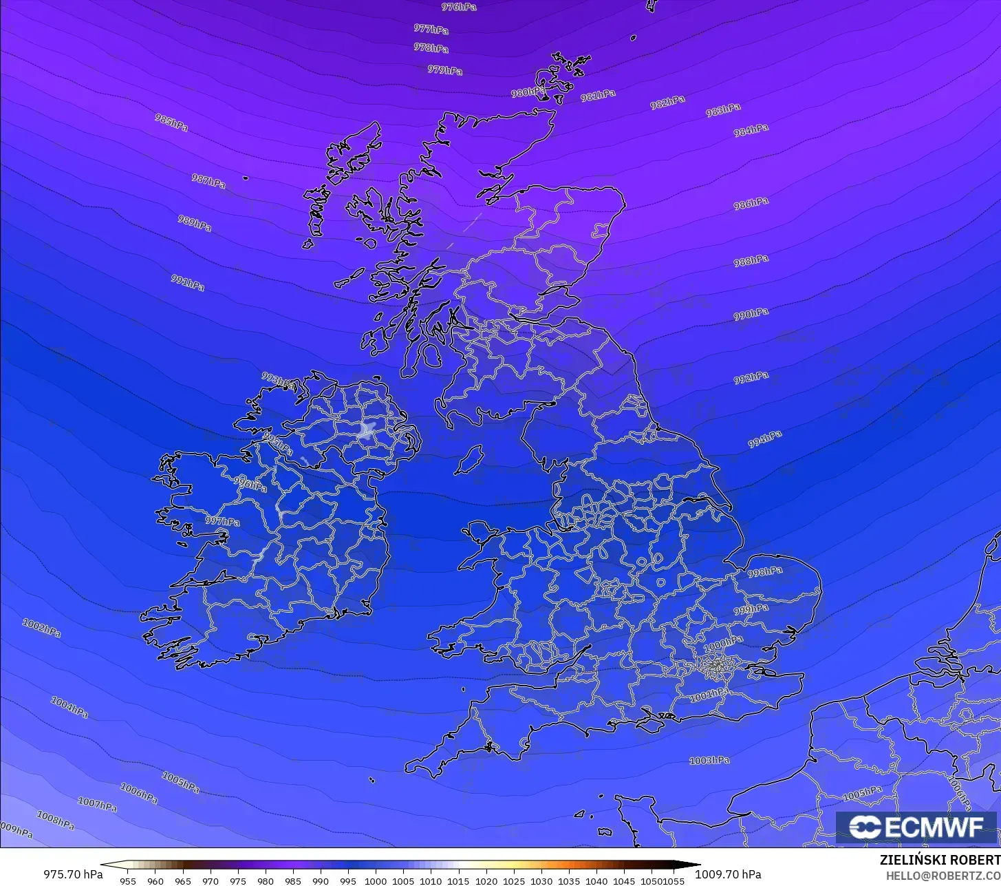 ECMWF IFS 0.25° model - Birleşik Krallık, Basınç
