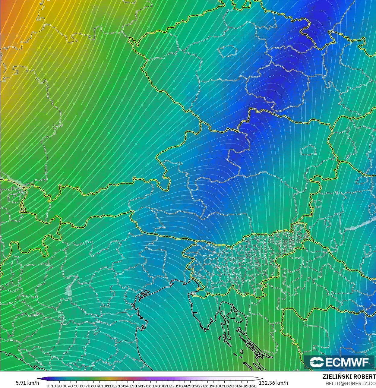 ECMWF IFS 0.25° model - Avusturya, 300 hPa Rüzgârı (jet)