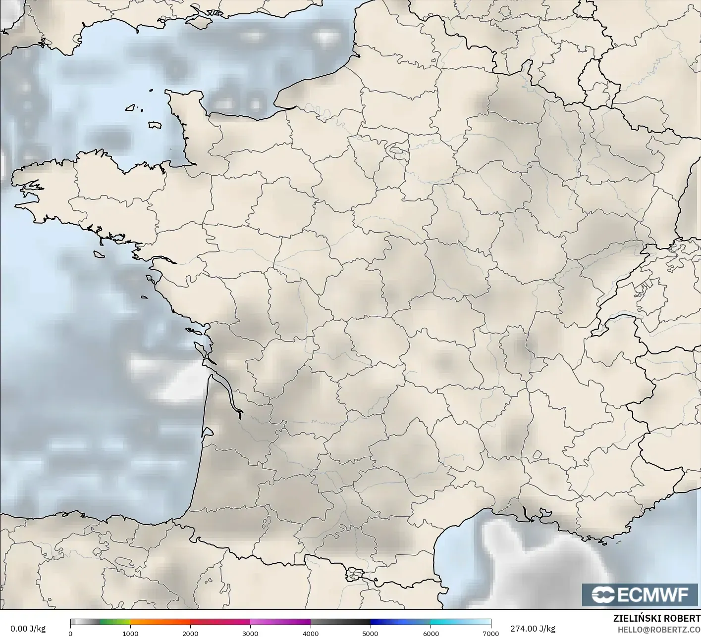 ECMWF IFS 0.25° model - Fransa, CAPE