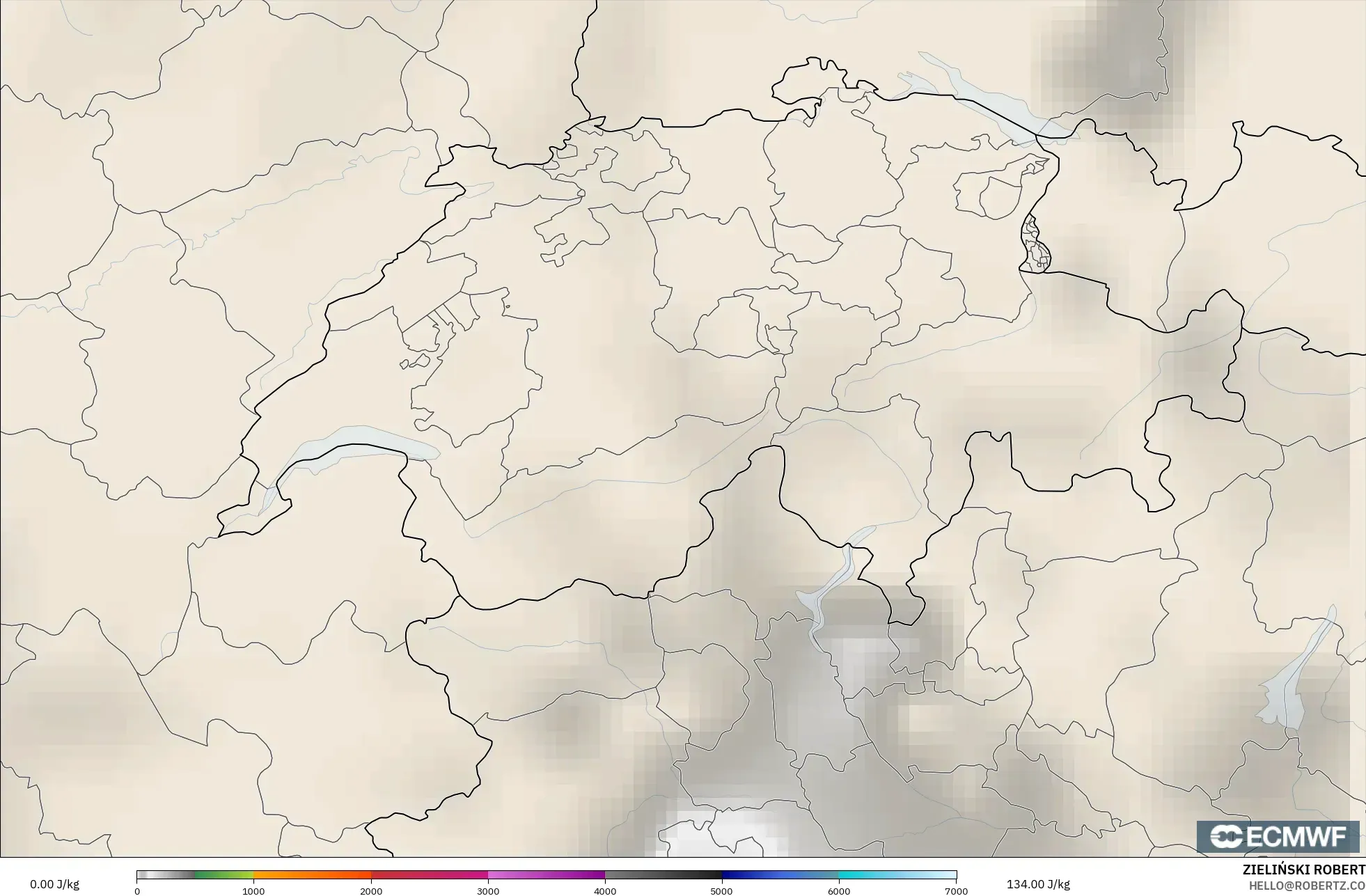ECMWF IFS 0.25° model - İsviçre, CAPE