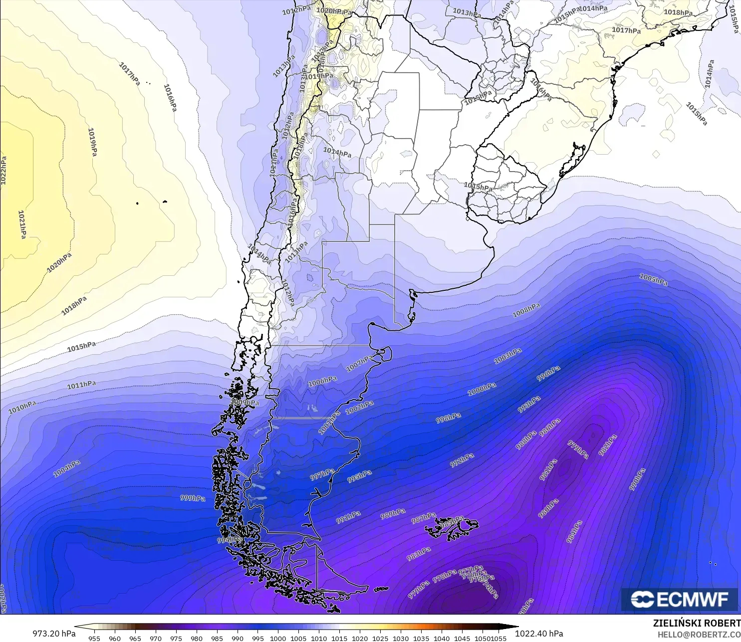 ECMWF IFS 0.25° model - Arjantin, Basınç