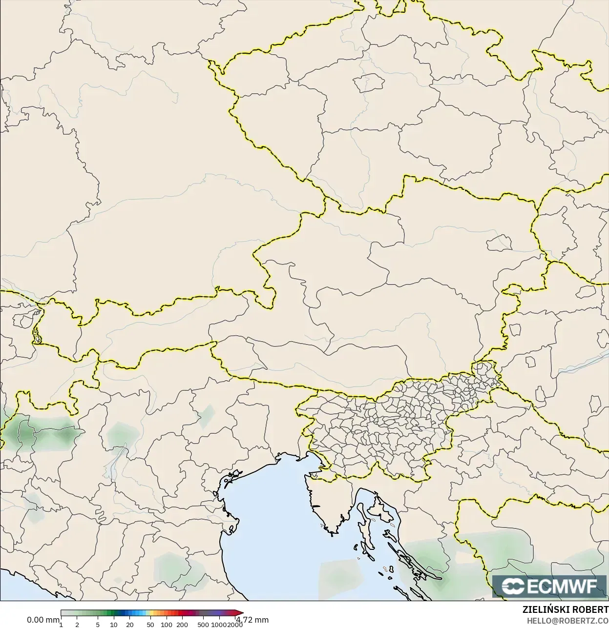 ECMWF IFS 0.25° model - Avusturya, Yağış Birikimi