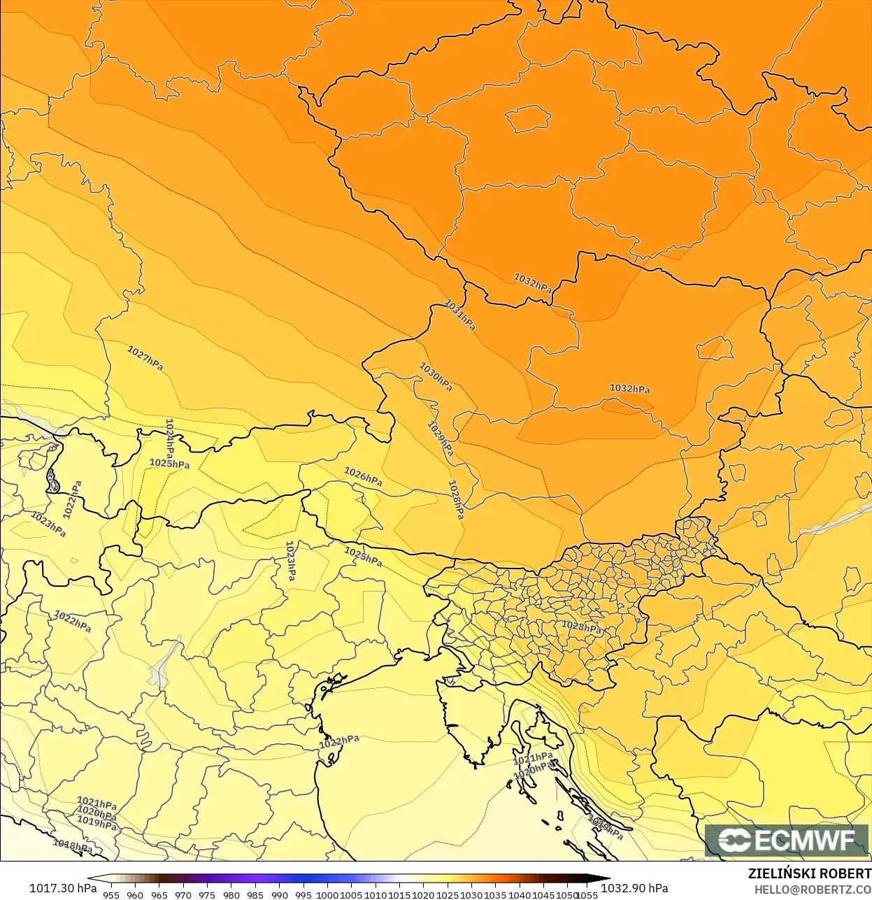 ECMWF IFS 0.25° model - Avusturya, Basınç