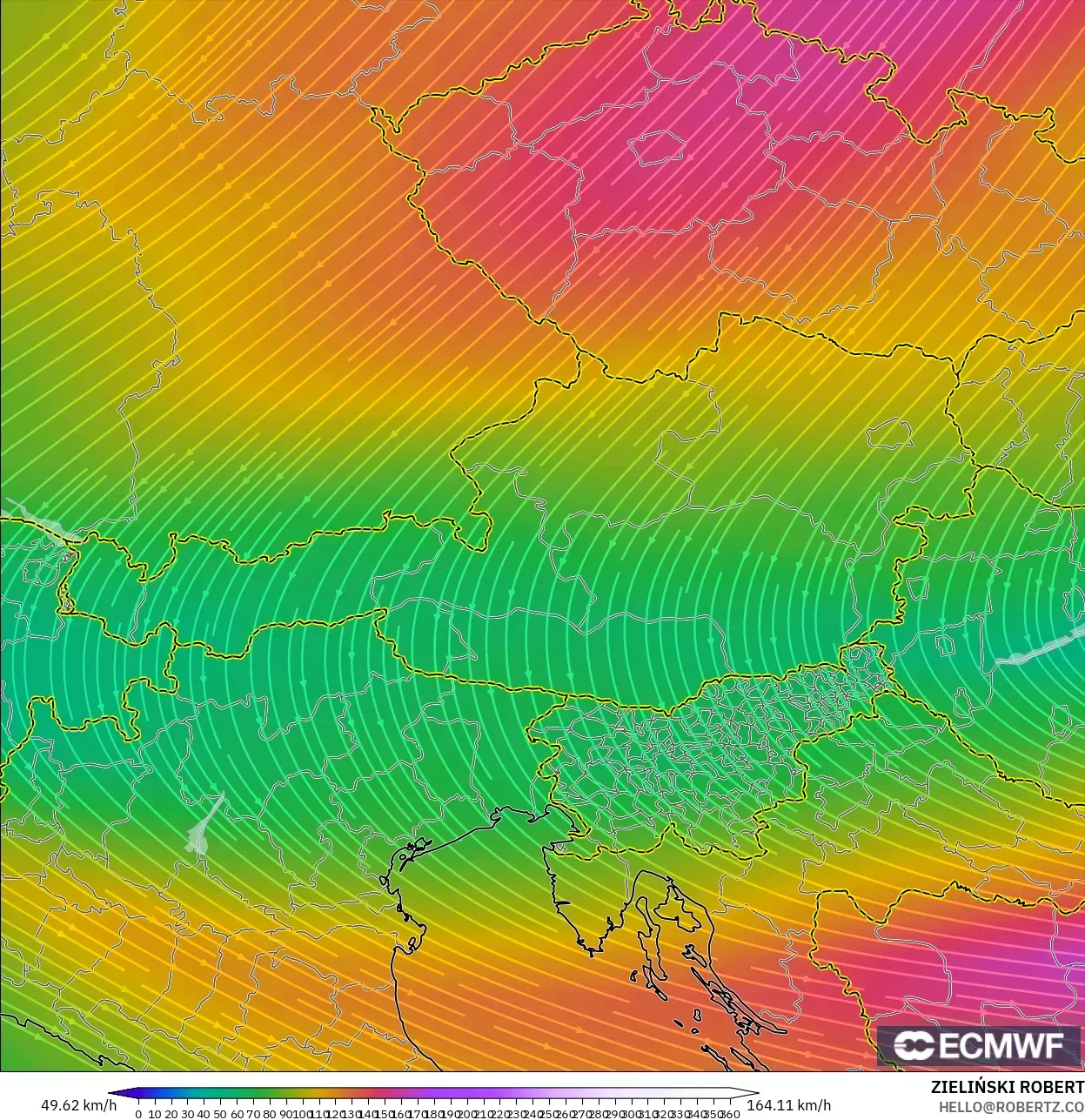 ECMWF IFS 0.25° model - Avusturya, 300 hPa Rüzgârı (jet)
