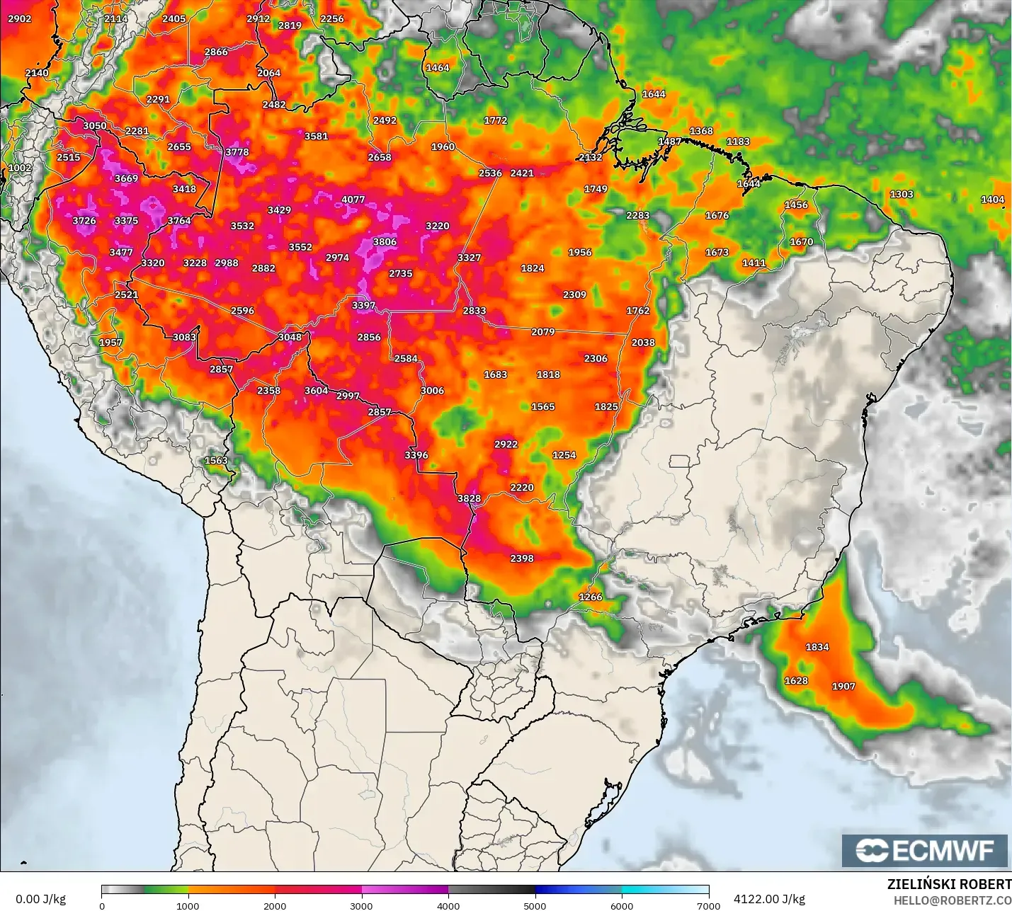ECMWF IFS 0.25° model - Brezilya, CAPE