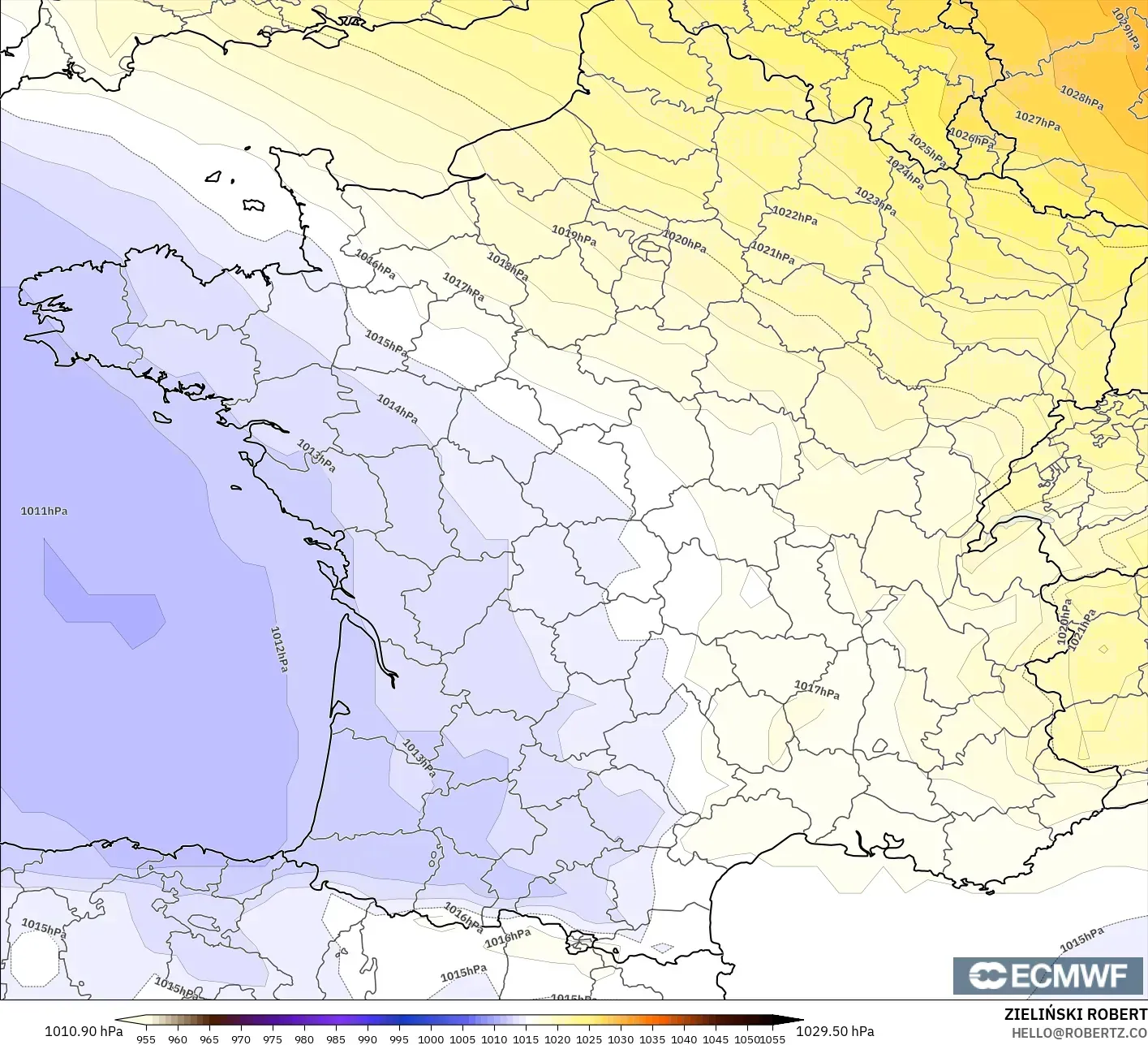 ECMWF IFS 0.25° model - Fransa, Basınç