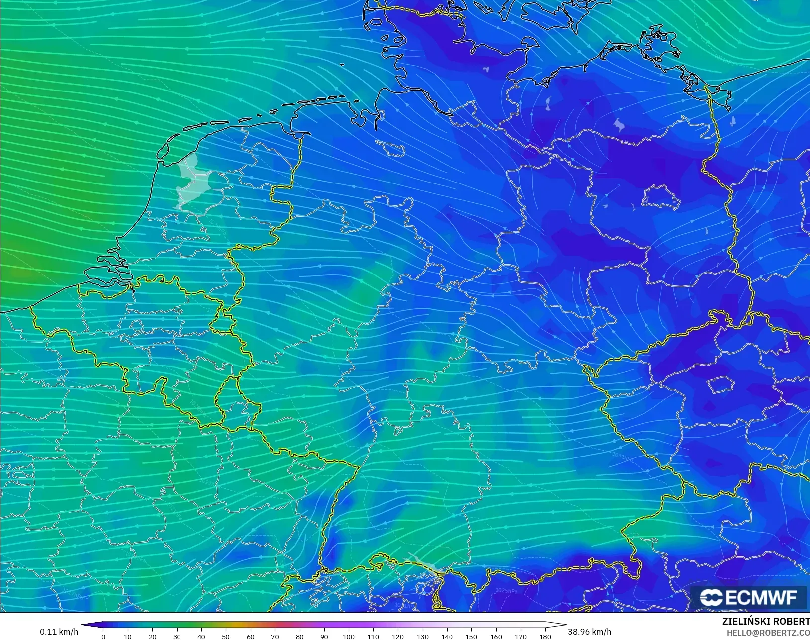 ECMWF IFS 0.25° model - Almanya, 10 m Rüzgâr
