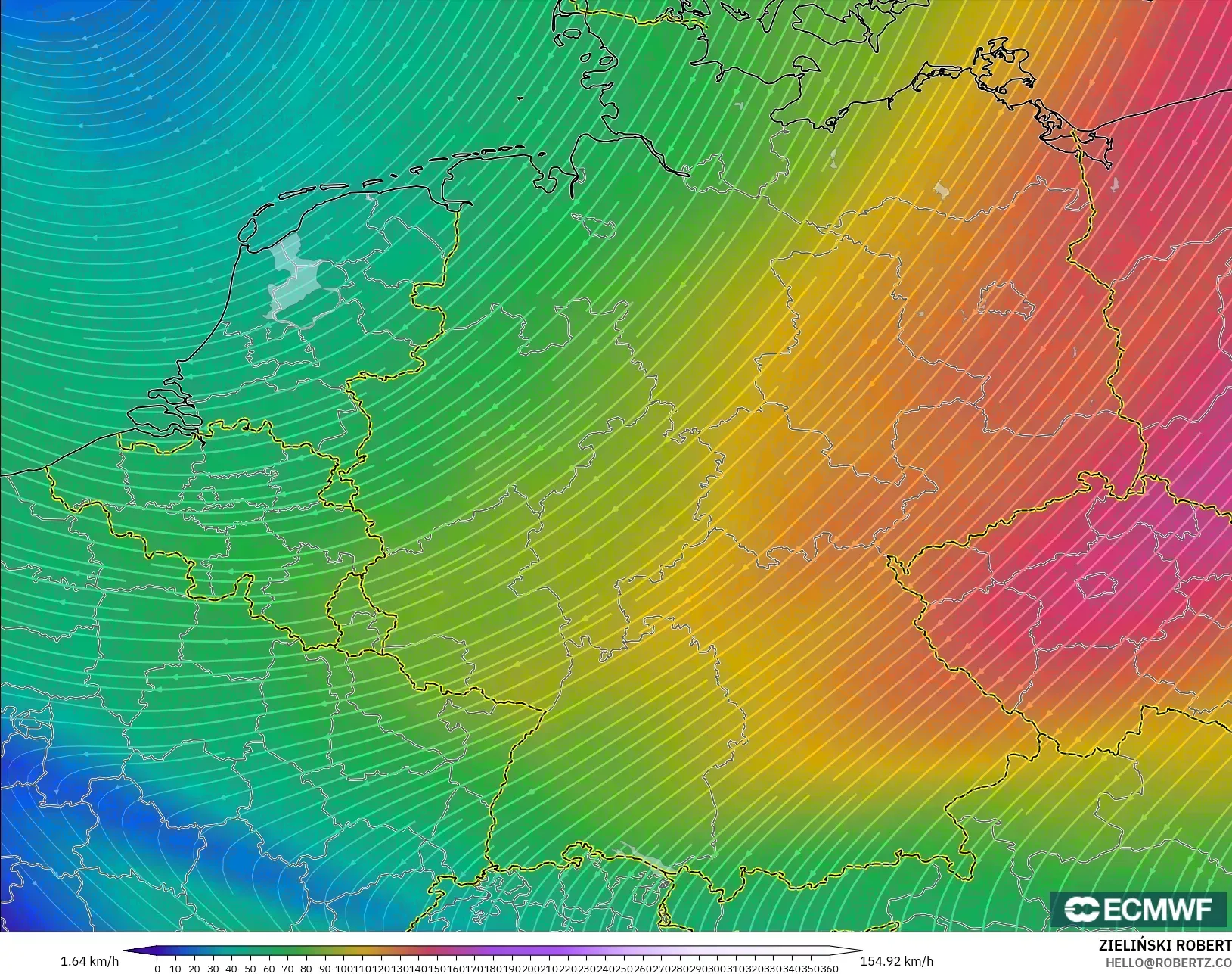 ECMWF IFS 0.25° model - Almanya, 300 hPa Rüzgârı (jet)
