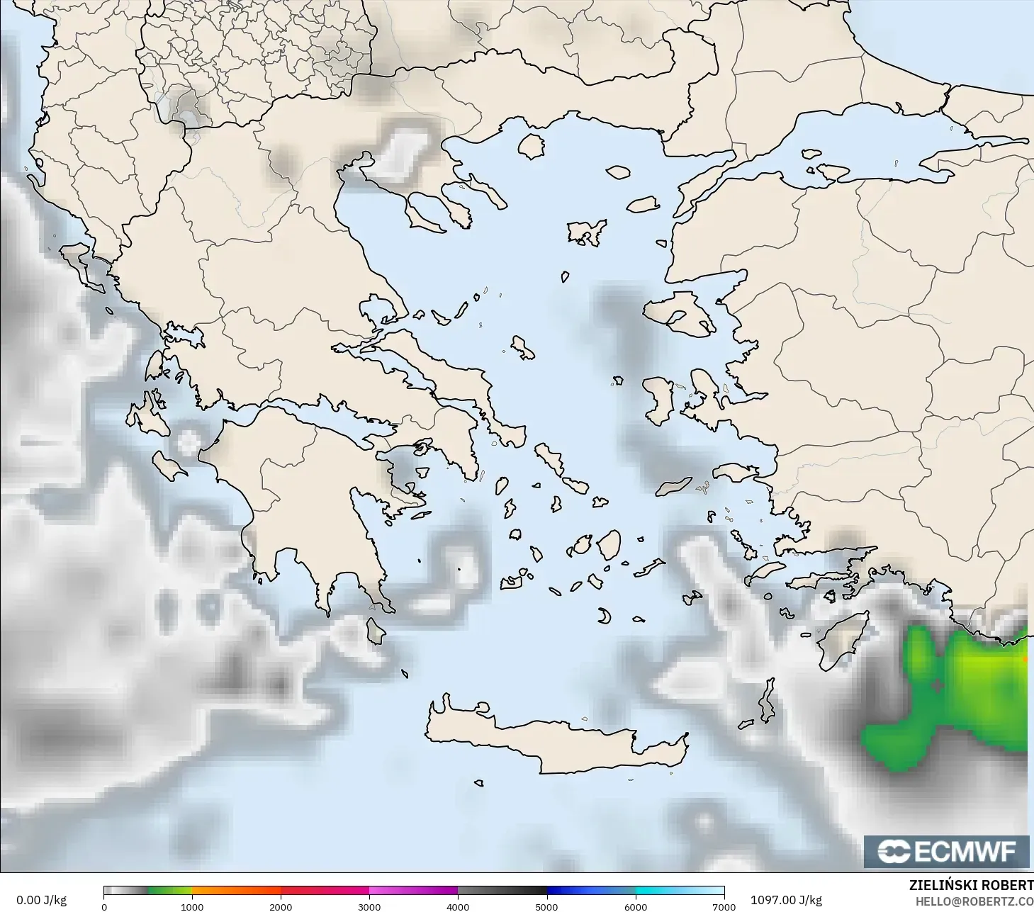 ECMWF IFS 0.25° model - Yunanistan, CAPE