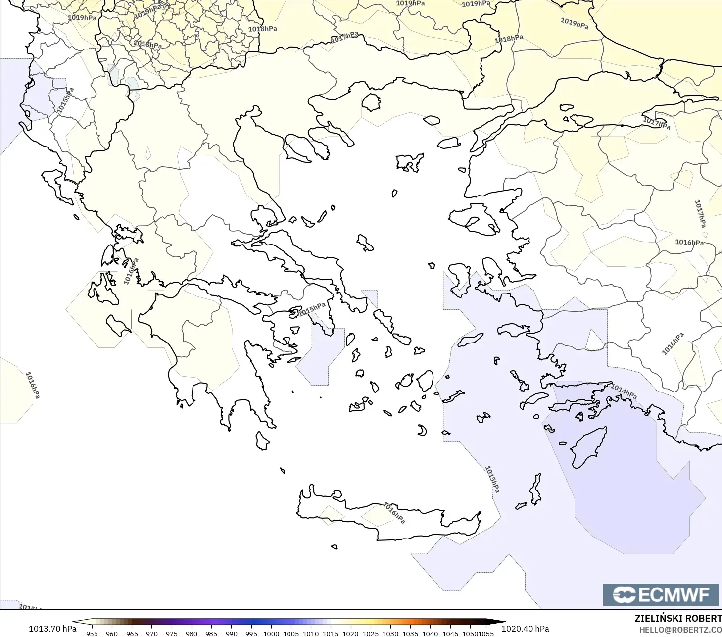ECMWF IFS 0.25° model - Yunanistan, Basınç