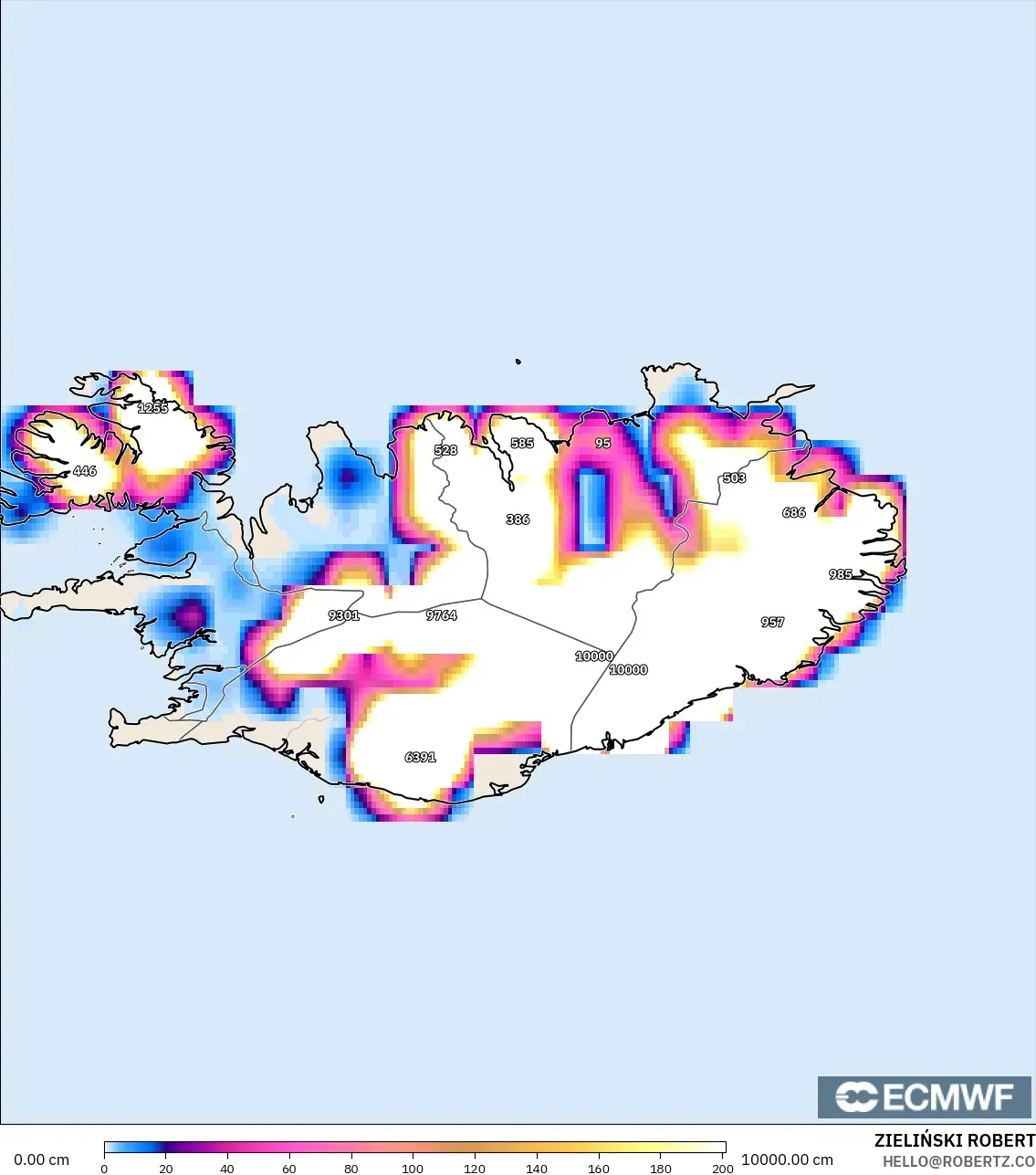 ECMWF IFS 0.25° model - İzlanda, Kar Kalınlığı