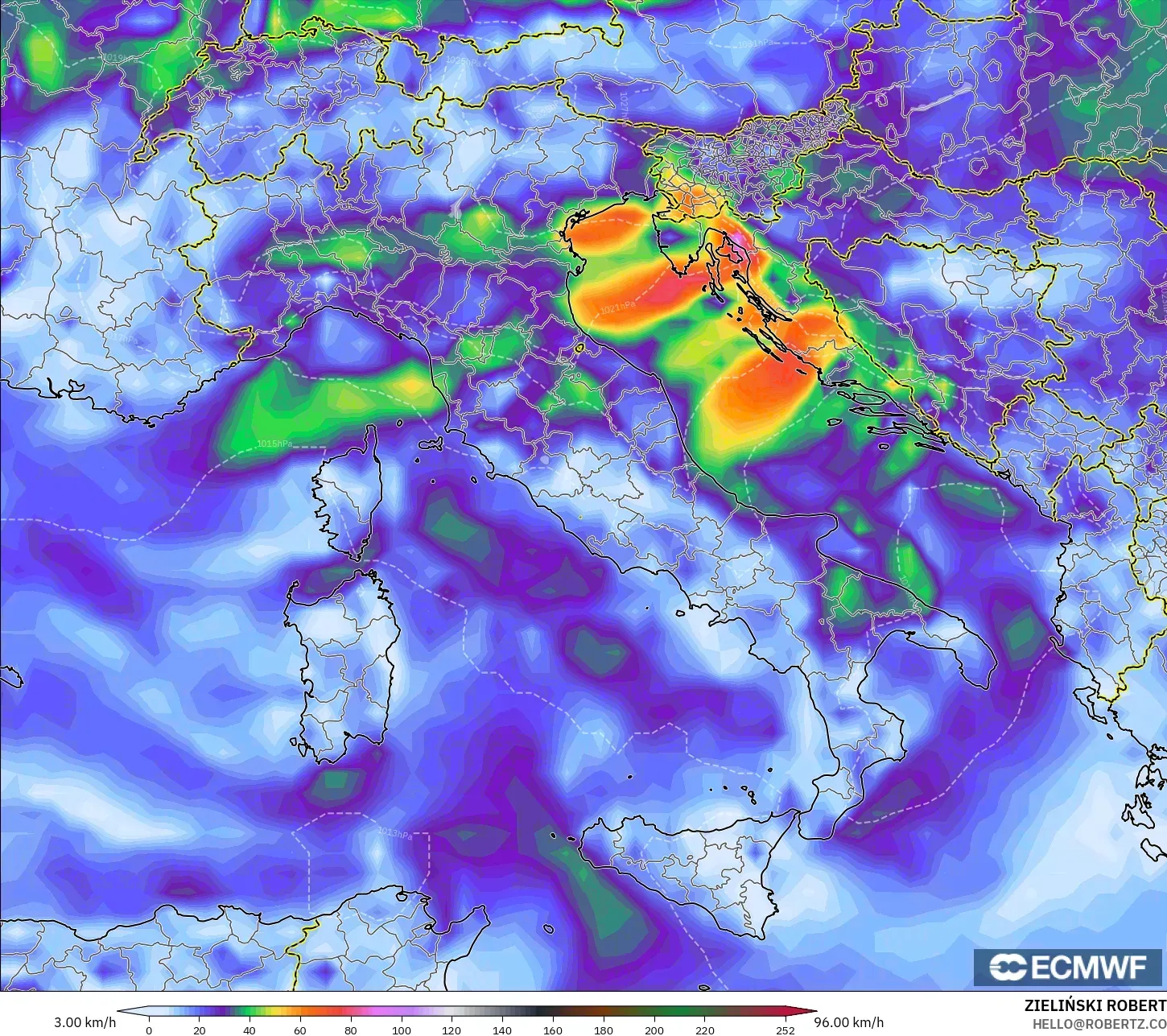 ECMWF IFS 0.25° model - İtalya, Rüzgâr Esintileri