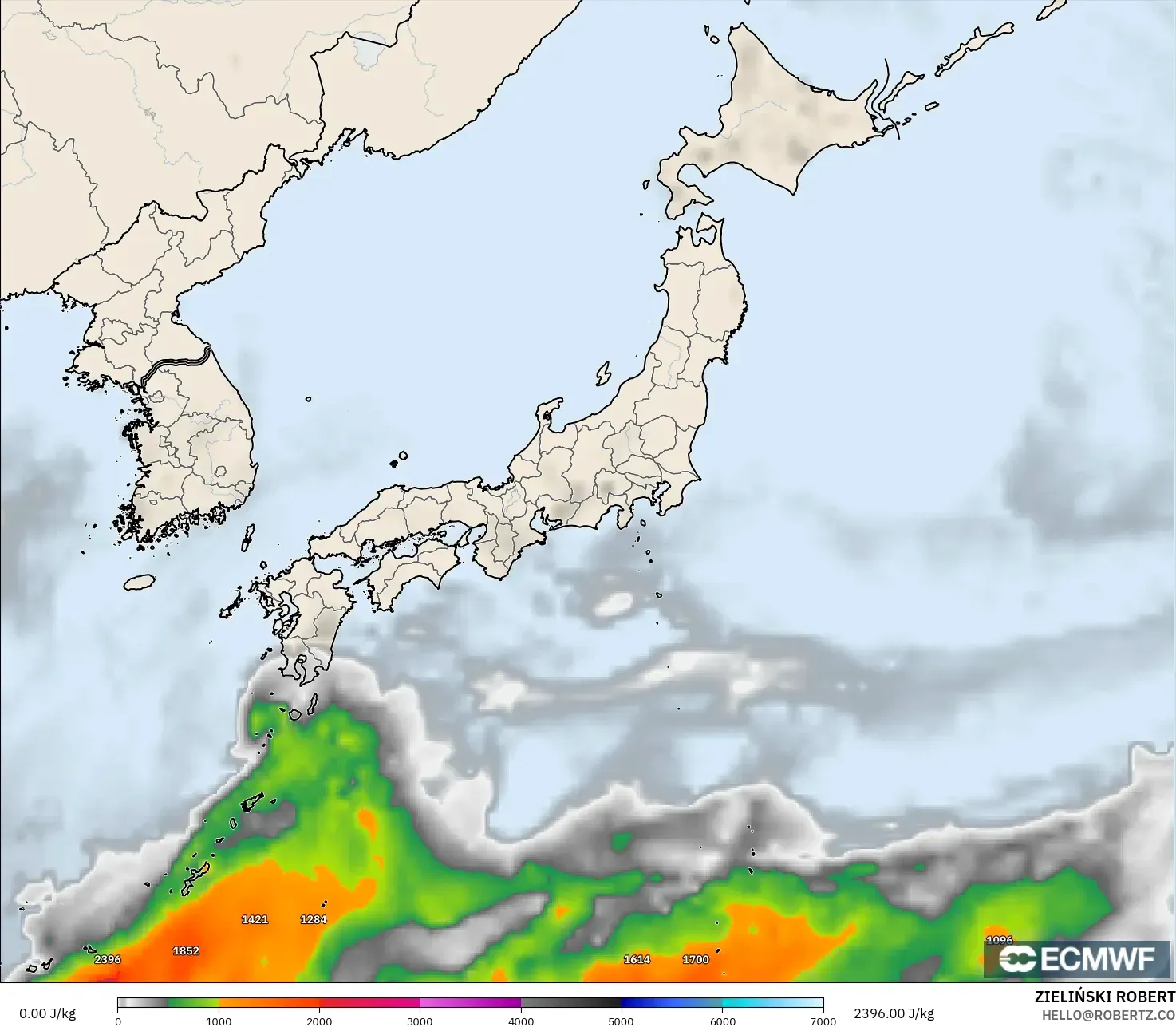 ECMWF IFS 0.25° model - Japonya, CAPE