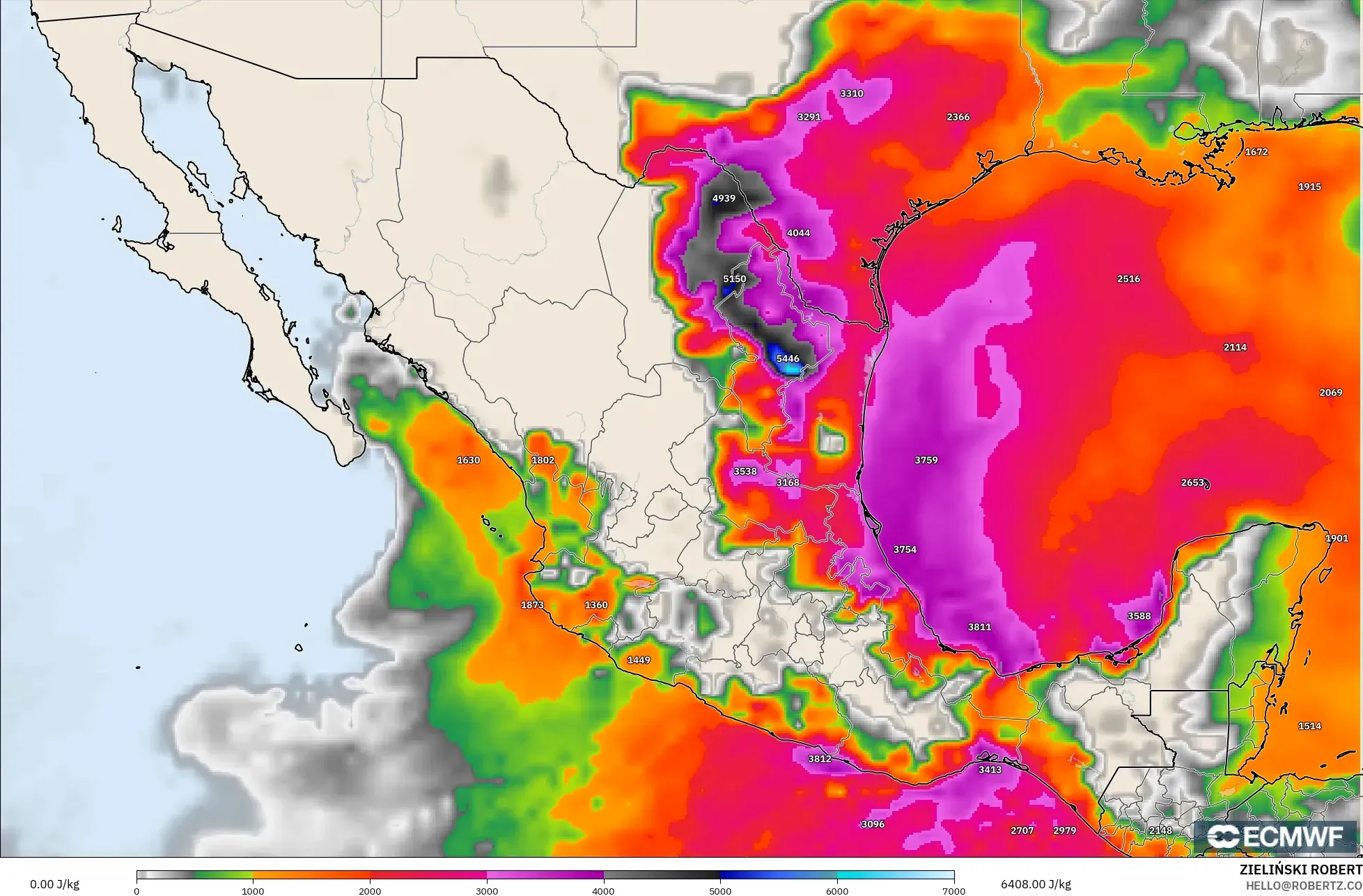 ECMWF IFS 0.25° model - Meksika, CAPE