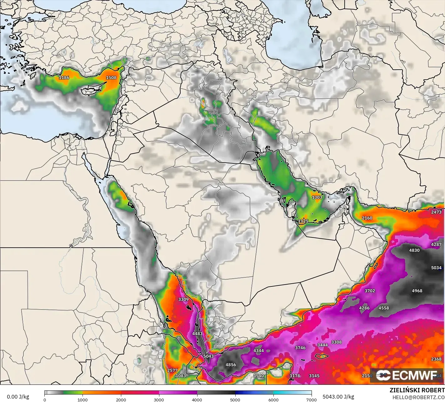 ECMWF IFS 0.25° model - Orta Doğu, CAPE