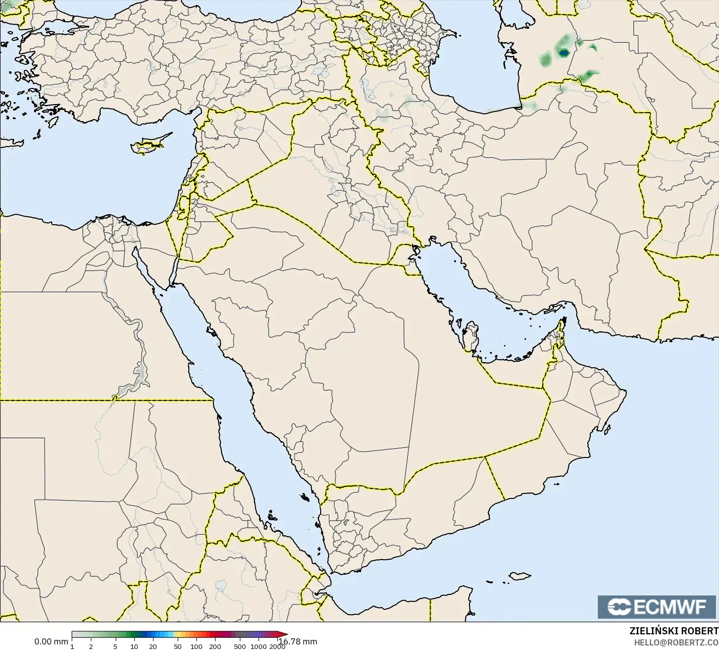 ECMWF IFS 0.25° model - Orta Doğu, Yağış Birikimi