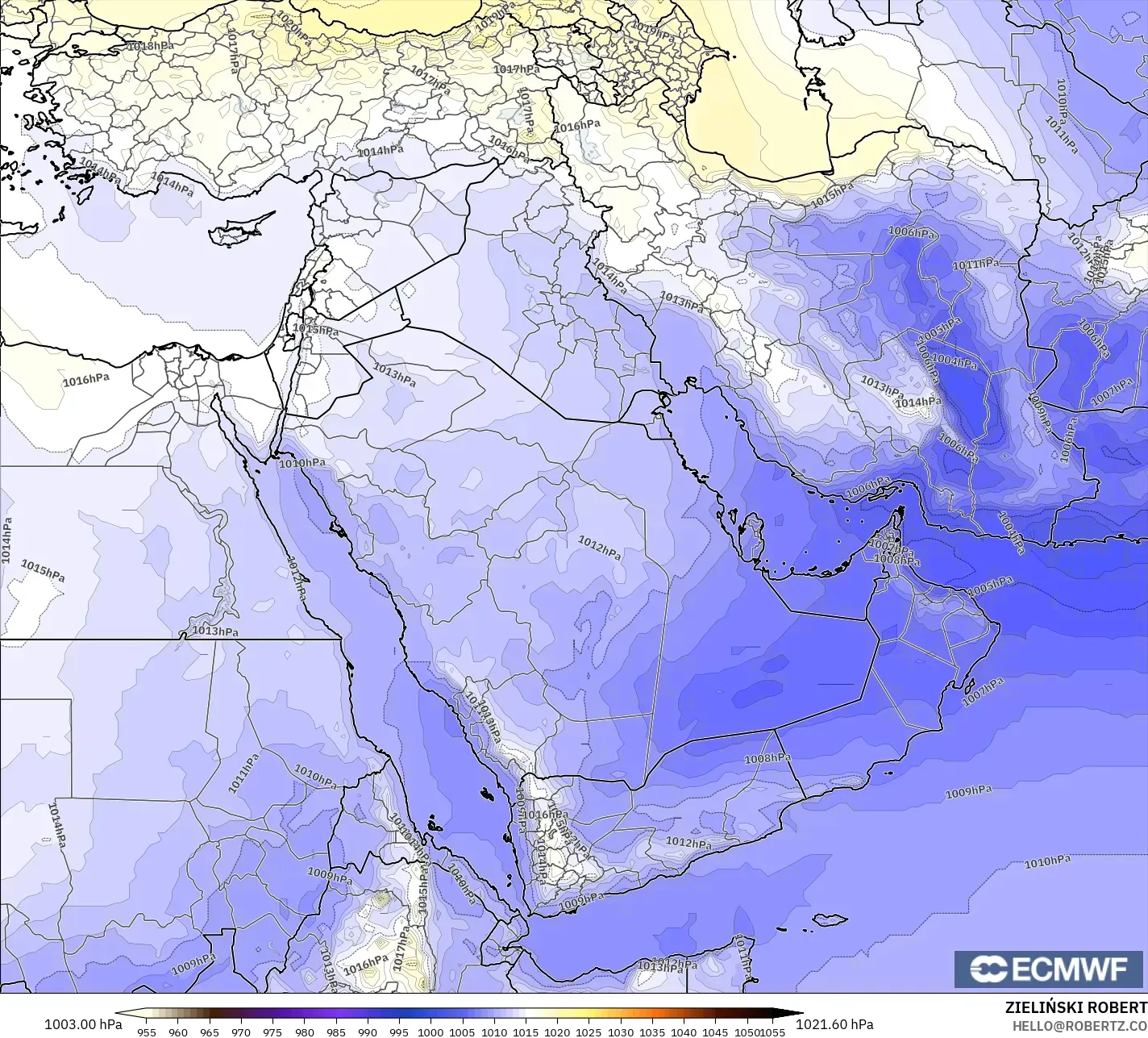 ECMWF IFS 0.25° model - Orta Doğu, Basınç