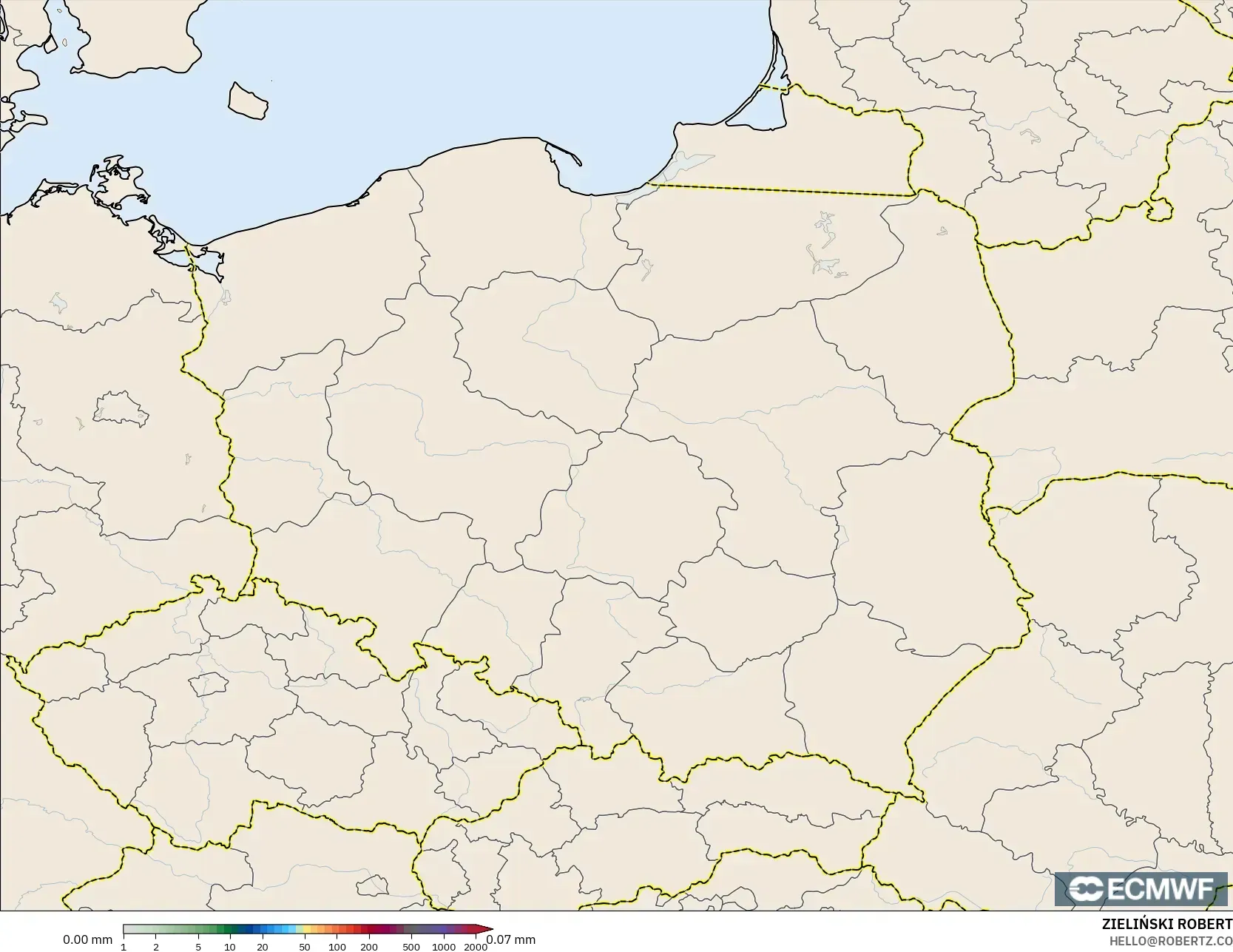 ECMWF IFS 0.25° model - Polonya, Yağış Birikimi