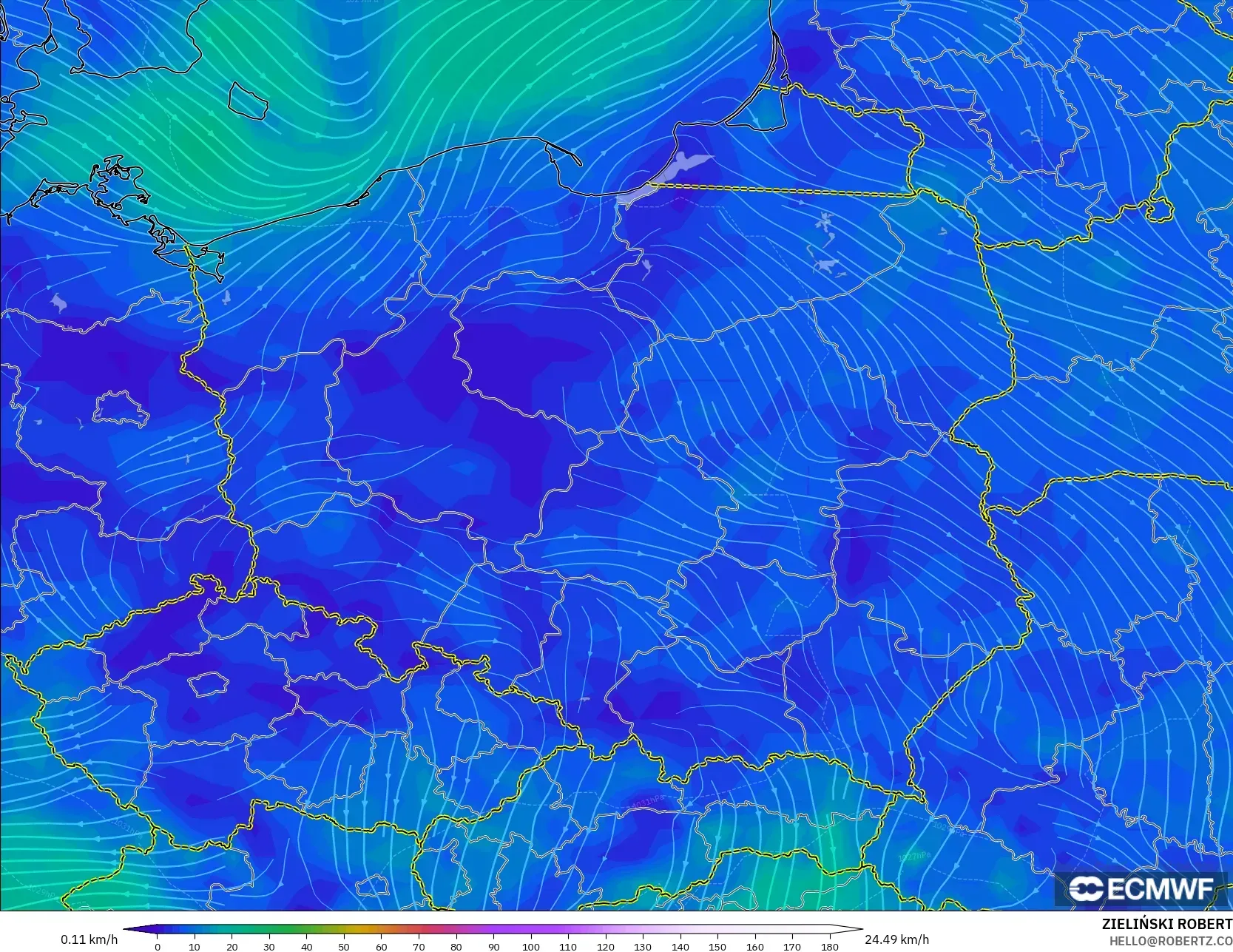 ECMWF IFS 0.25° model - Polonya, 10 m Rüzgâr