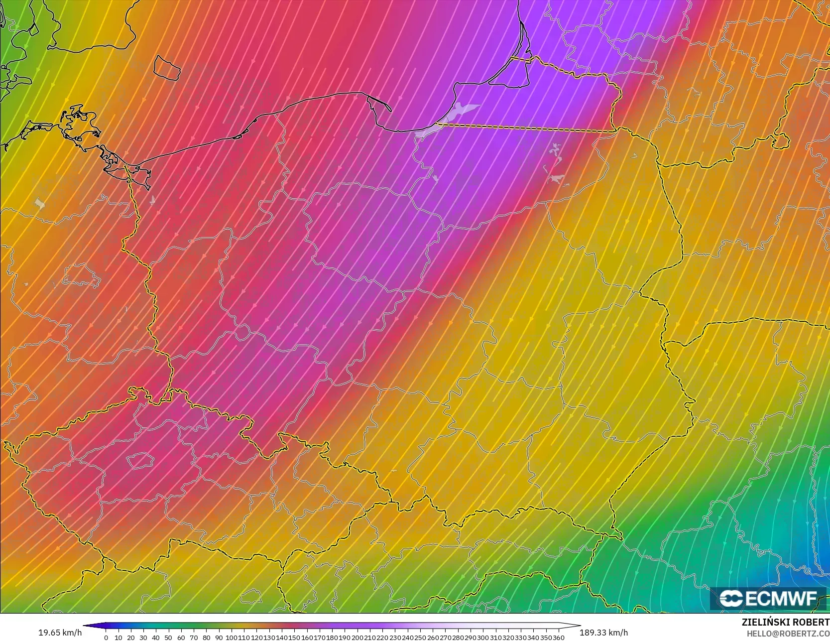 ECMWF IFS 0.25° model - Polonya, 300 hPa Rüzgârı (jet)