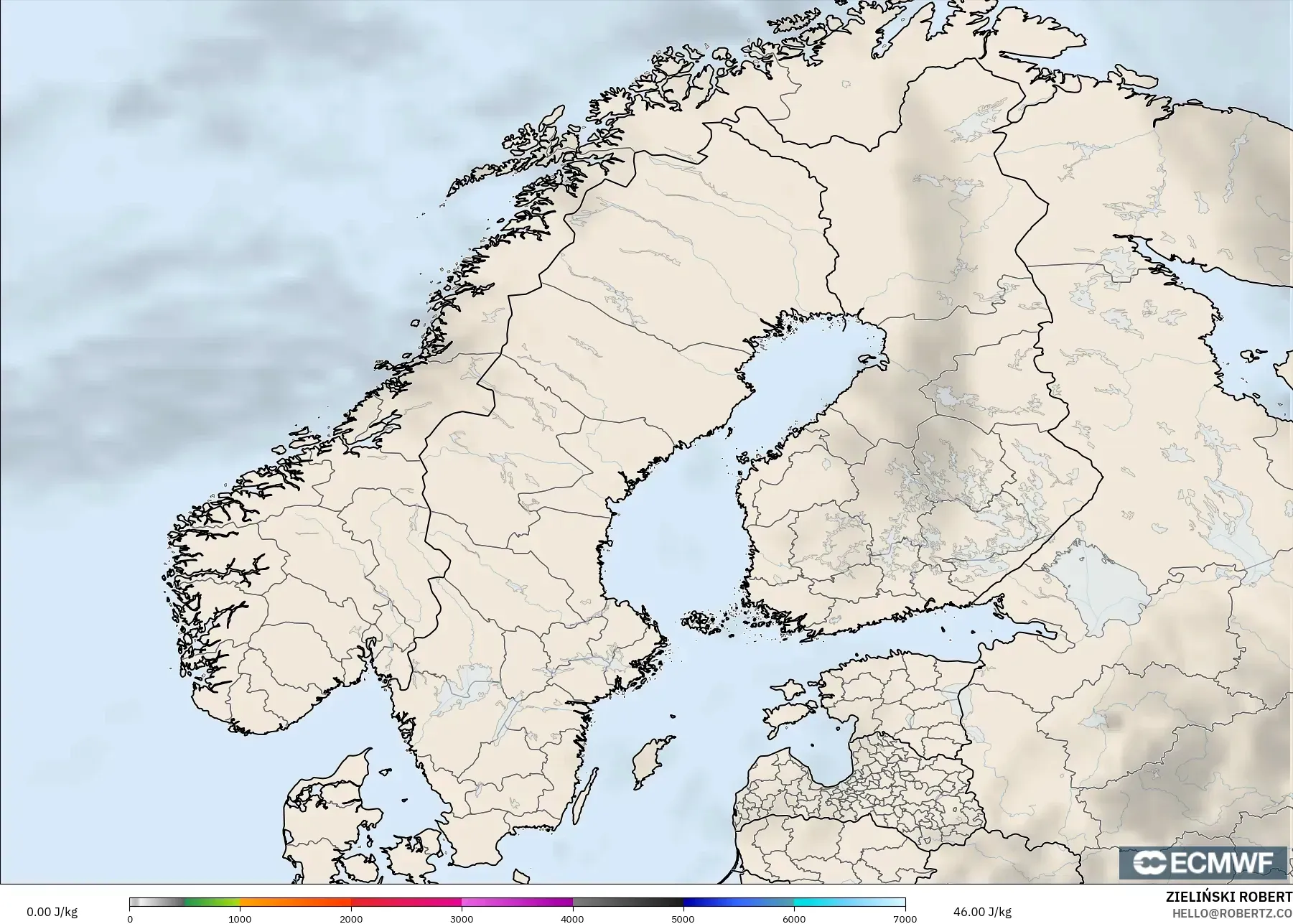 ECMWF IFS 0.25° model - İskandinavya, CAPE