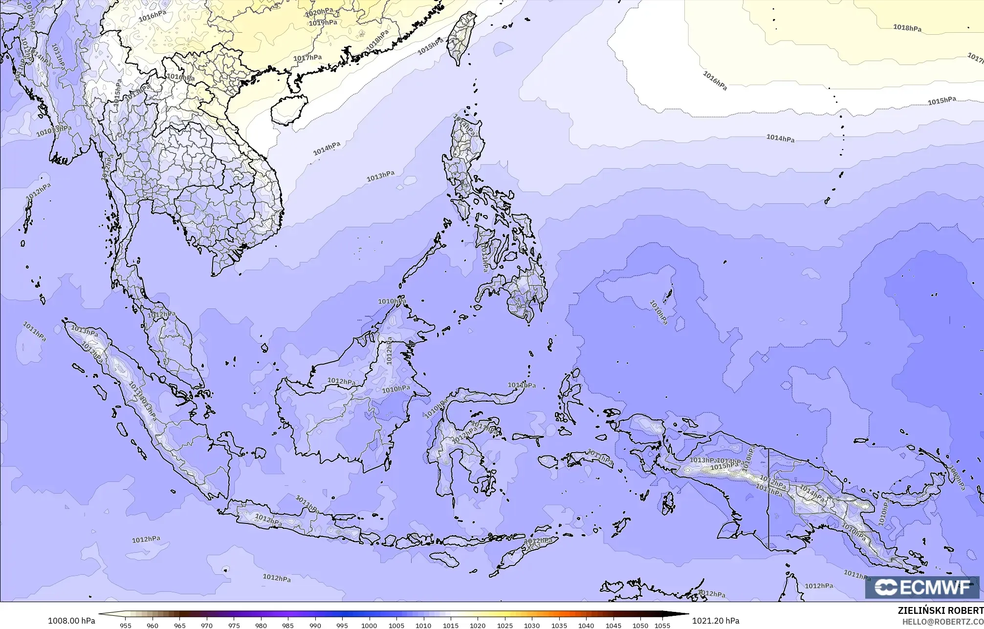 ECMWF IFS 0.25° model - Güneydoğu Asya, Basınç