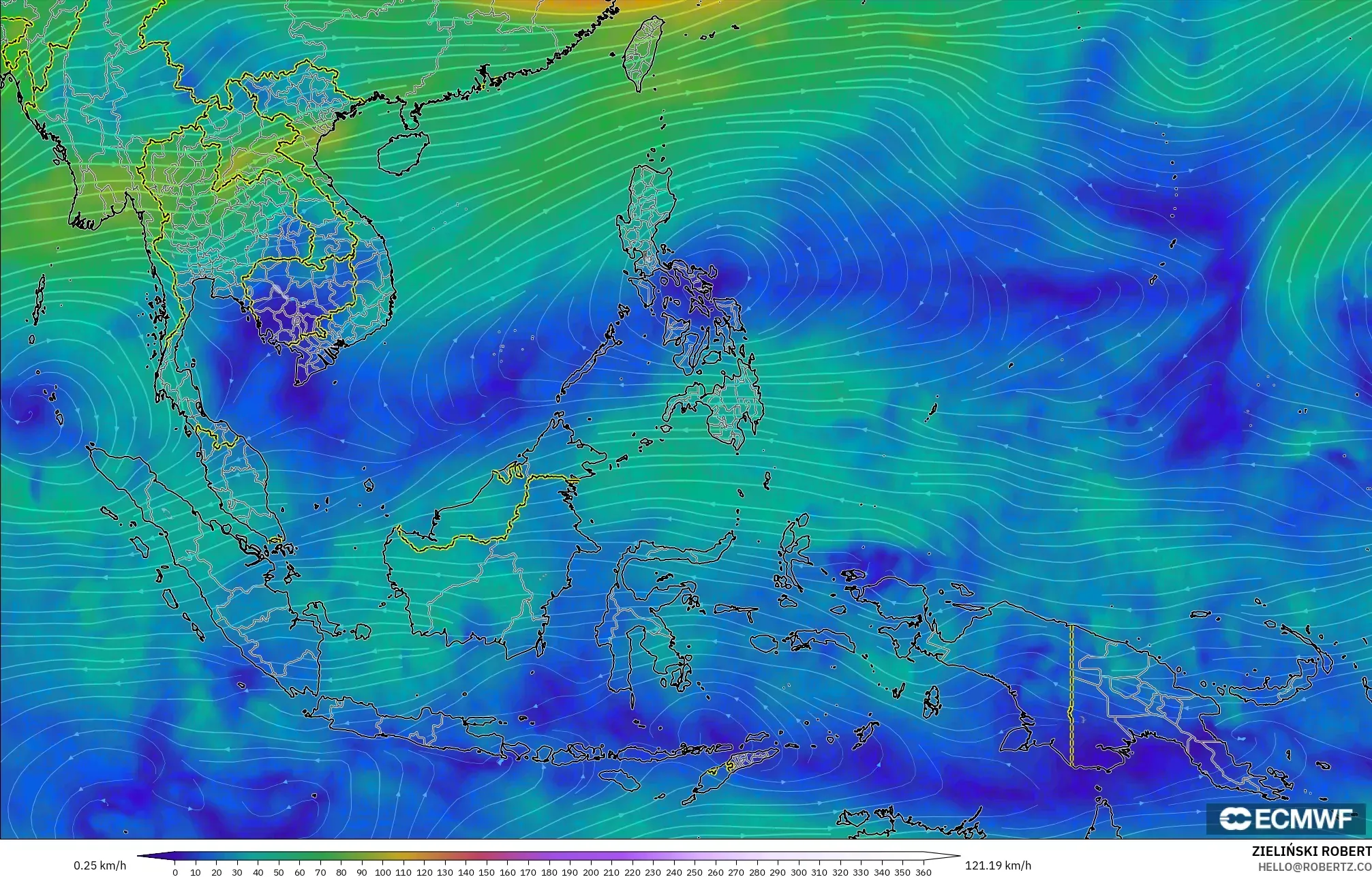 ECMWF IFS 0.25° model - Güneydoğu Asya, 300 hPa Rüzgârı (jet)