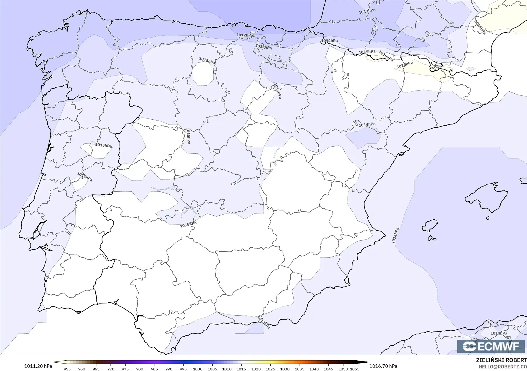 ECMWF IFS 0.25° model - İspanya, Basınç