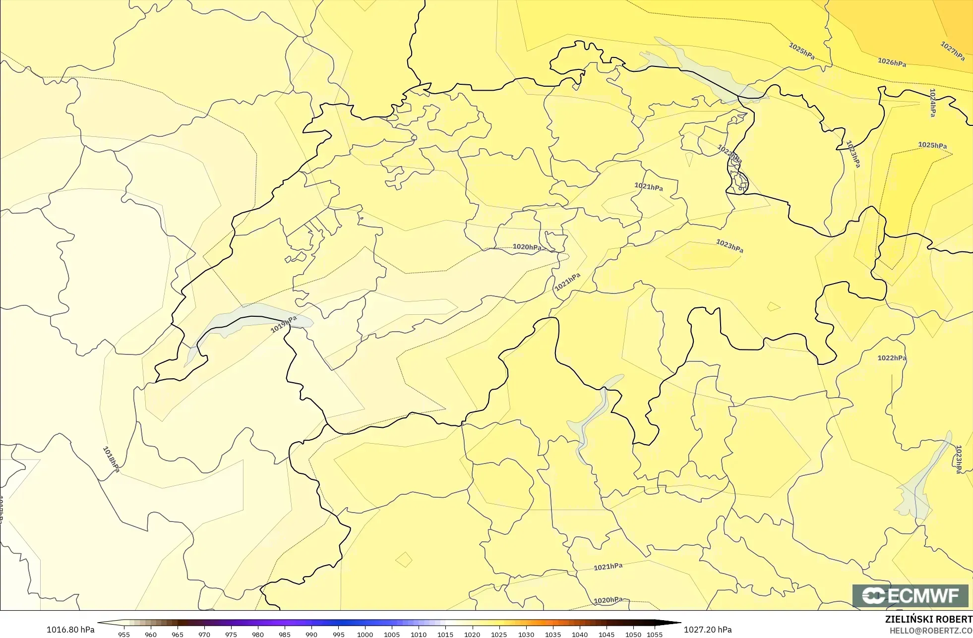 ECMWF IFS 0.25° model - İsviçre, Basınç