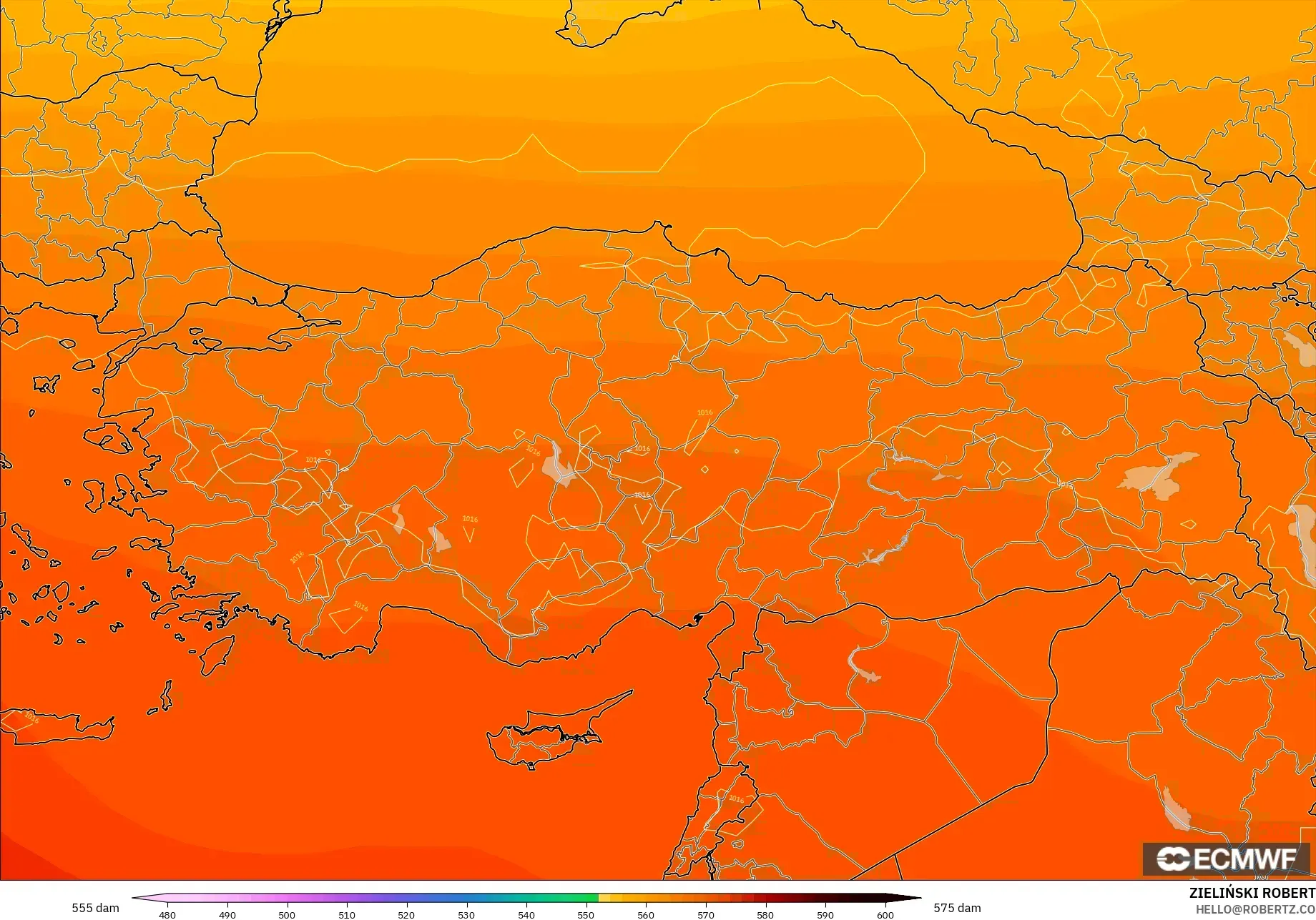 ECMWF IFS 0.25° model - Türkiye, 500 hPa’da jeopotansiyel yükseklik